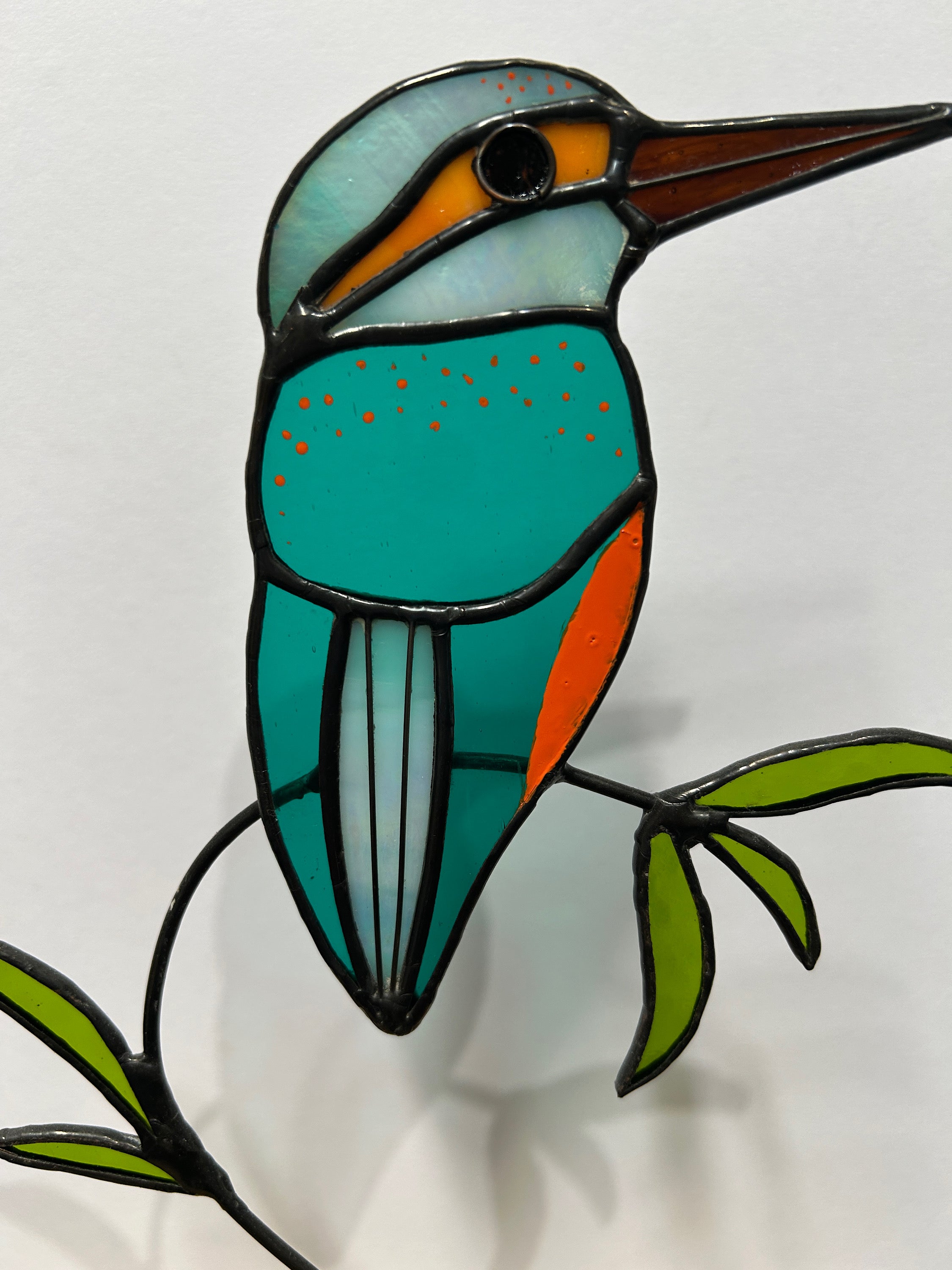 Stained Glass Kingfisher on Australian Timber Block (1)