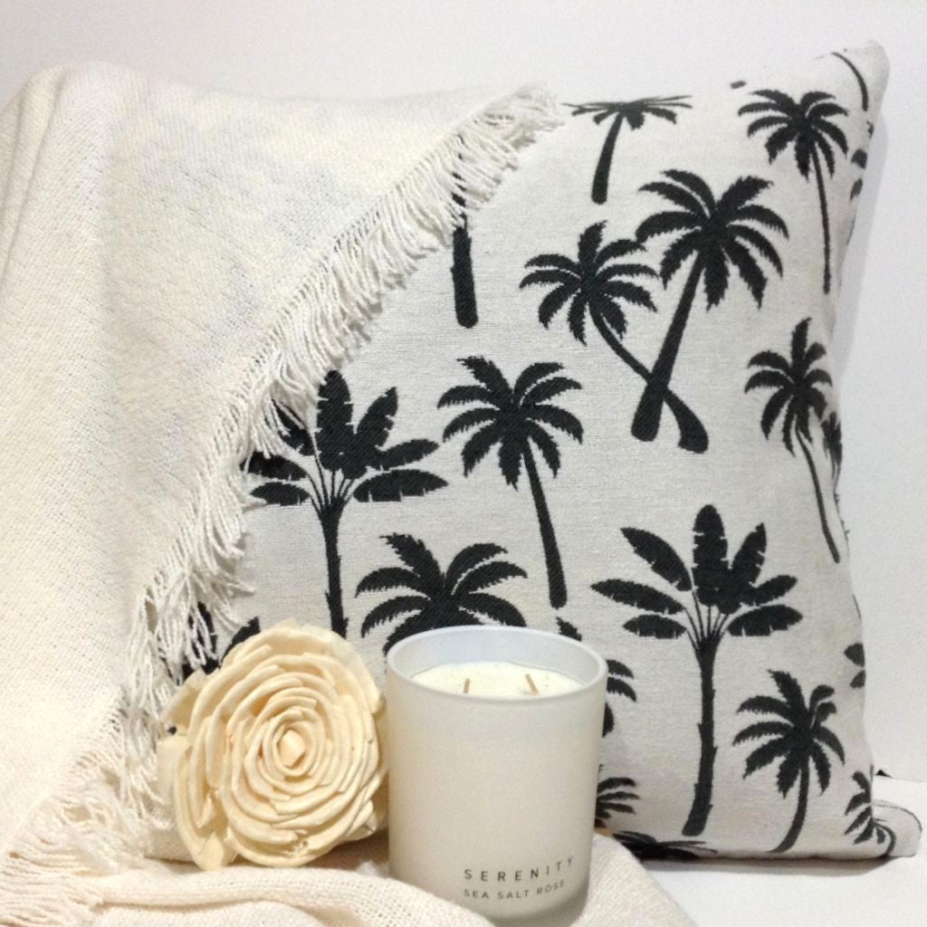 Palm design cushion cover-coastal living.