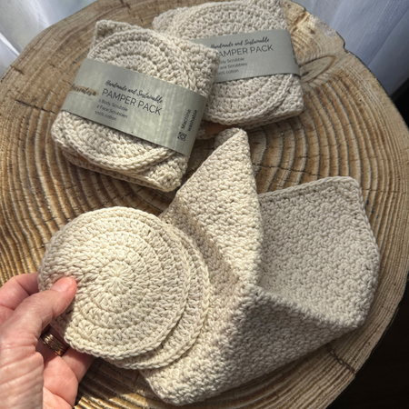 Handmade Pamper Pack | Eco-friendly Body & Face scrubbie set | Natural