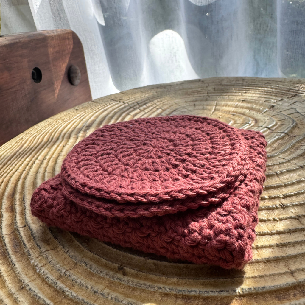 Handmade Pamper Pack | Crochet Body & Face Scrubbie set | Rust