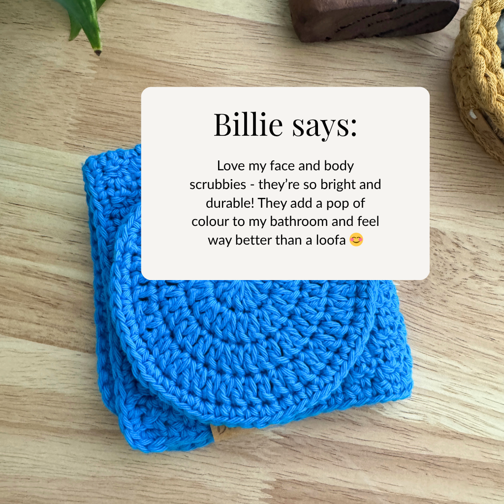 Pamper Pack - Handmade Crochet Body & Face scrubbie set - Vibrant Blue