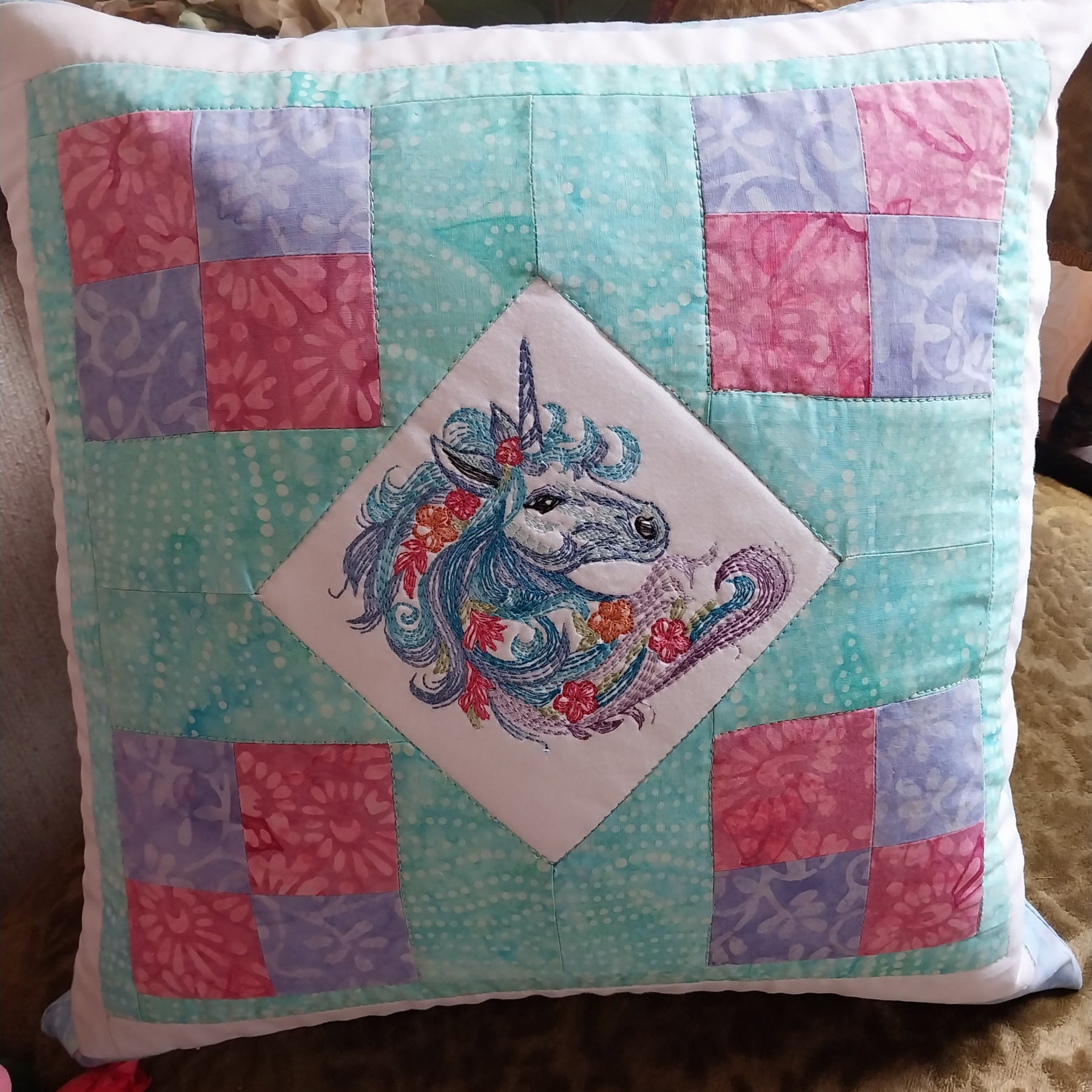 Unicorn Patchwork Cushion Cover