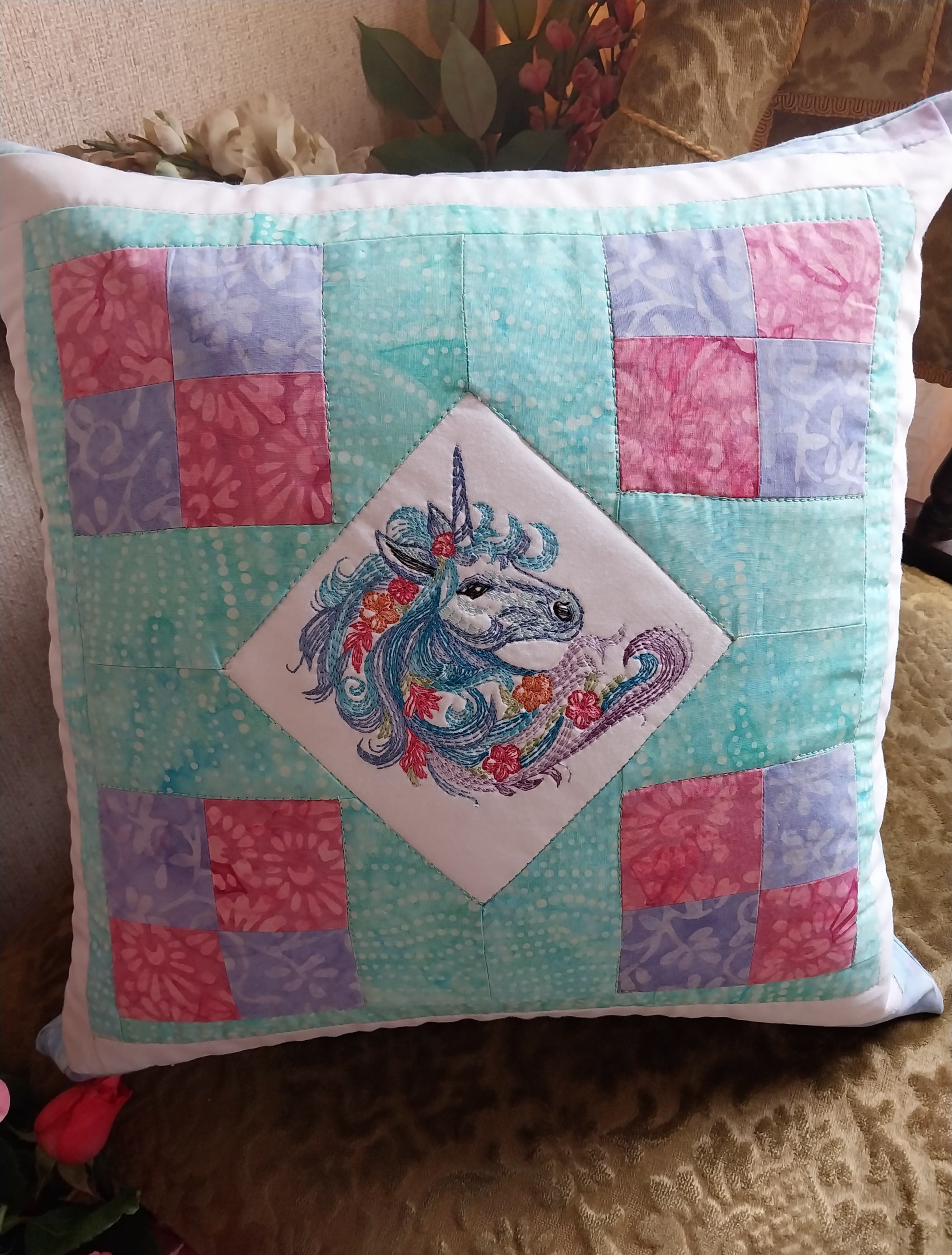 Unicorn Patchwork Cushion Cover