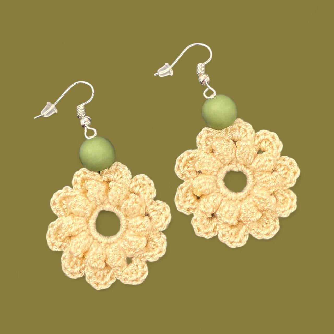 Crochet Earrings - Bloom Threads: Sunlit Sage