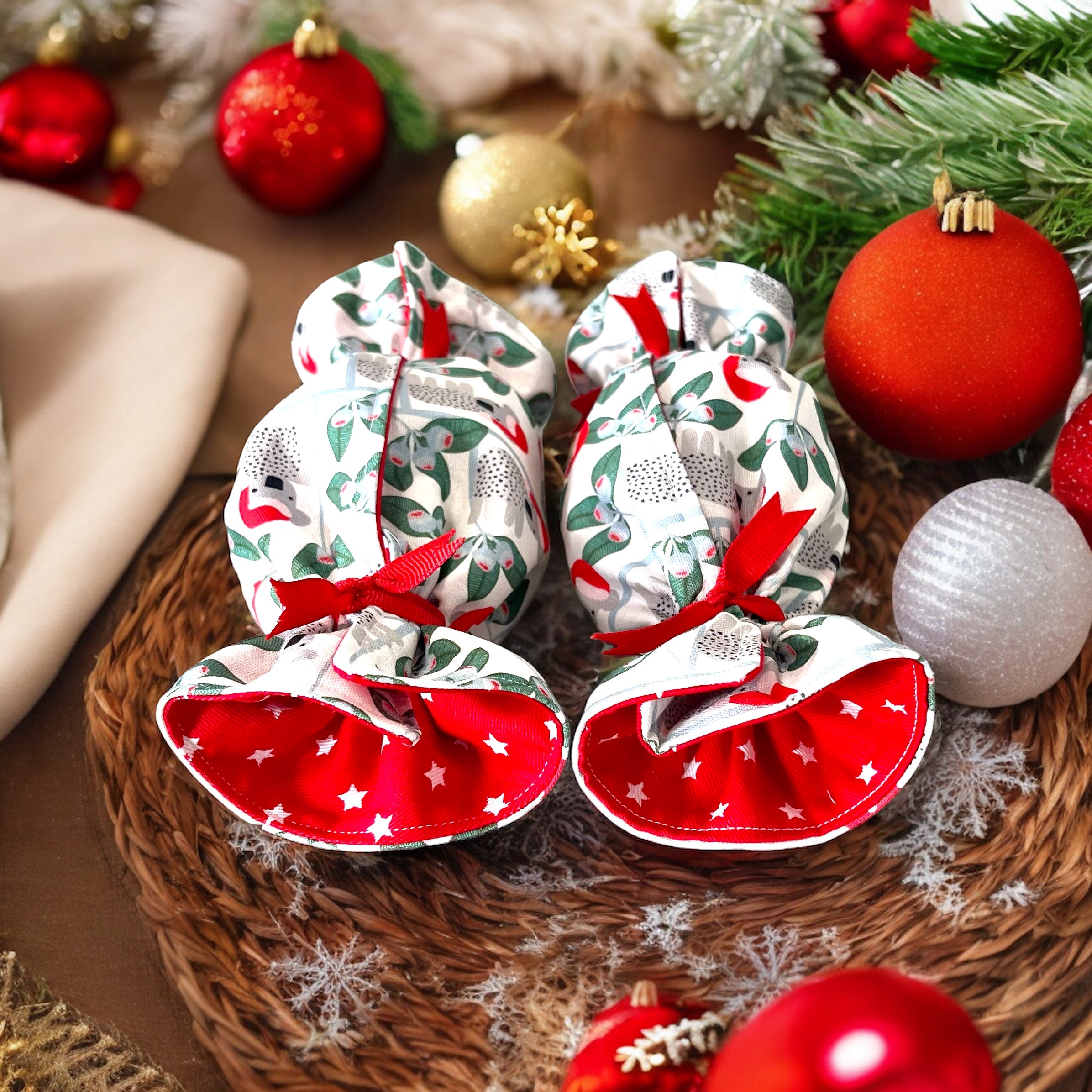 Reusable Fabric Christmas Bon Bon Sets – Double Sided Jocelyn Proust Cotton