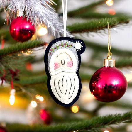 Handmade Folk Art Felt Santa Christmas Ornament