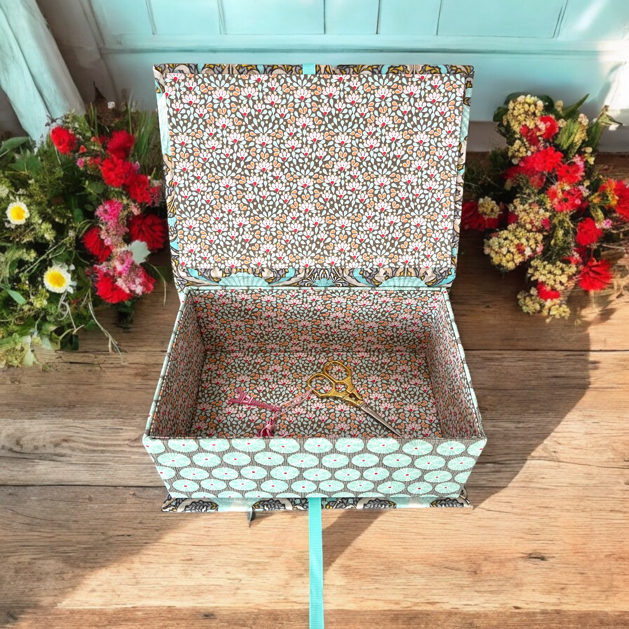 Handmade Tilda Fabric Covered Storage or Sewing Box