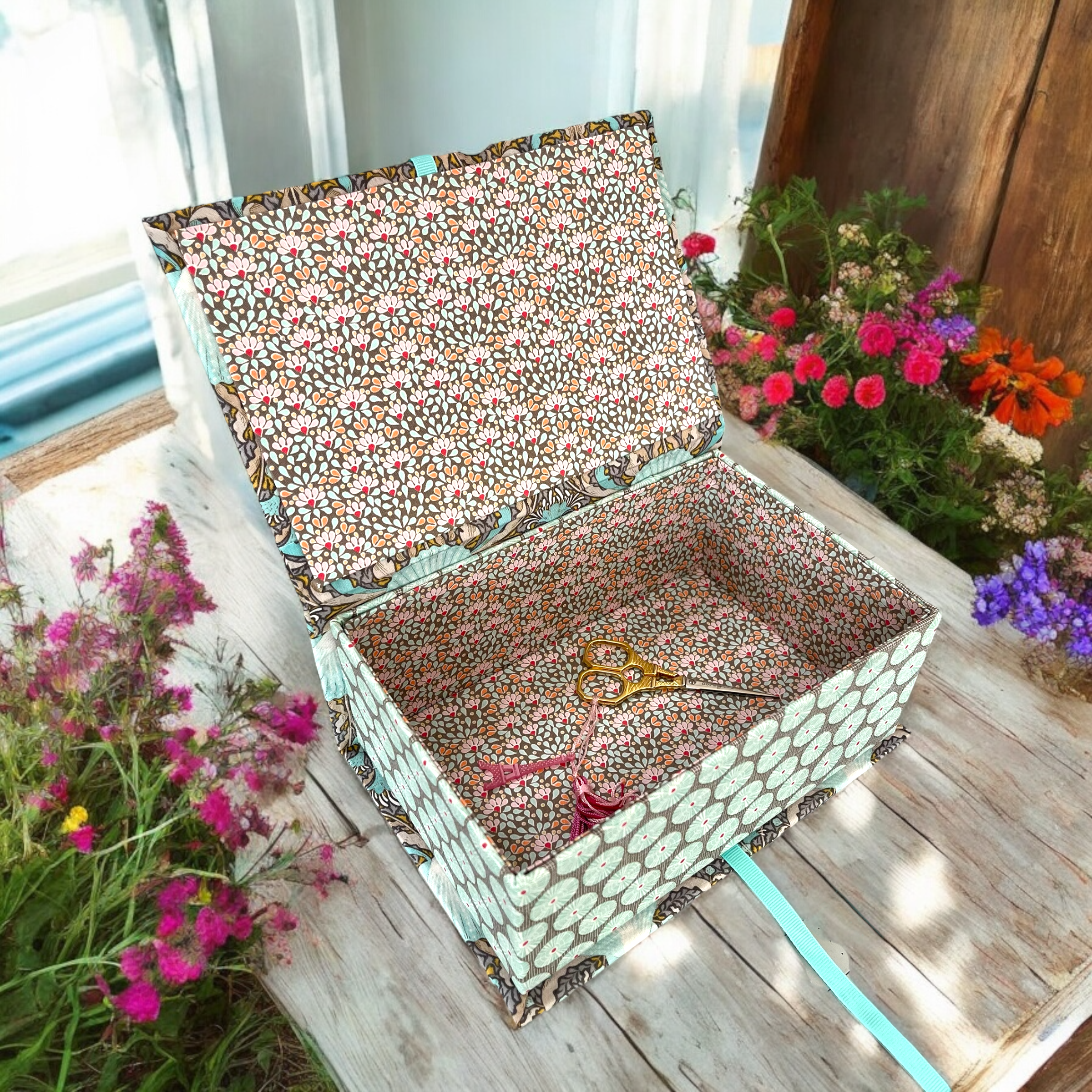 Handmade Tilda Fabric Covered Storage or Sewing Box