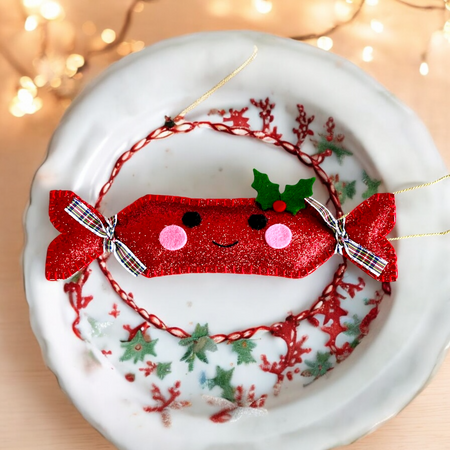Handmade Sparkly Red Bon Bon Christmas Ornament