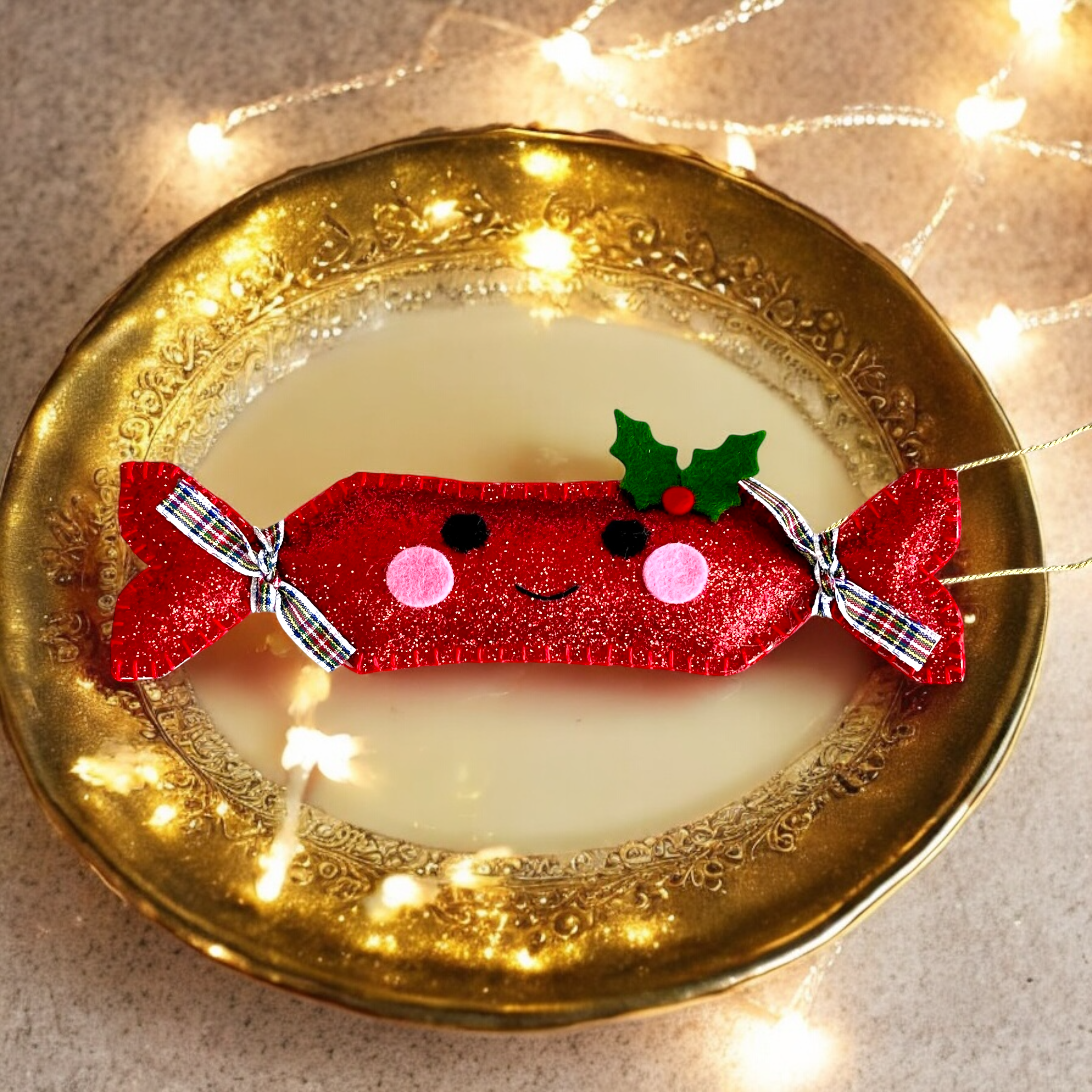 Handmade Sparkly Red Bon Bon Christmas Ornament