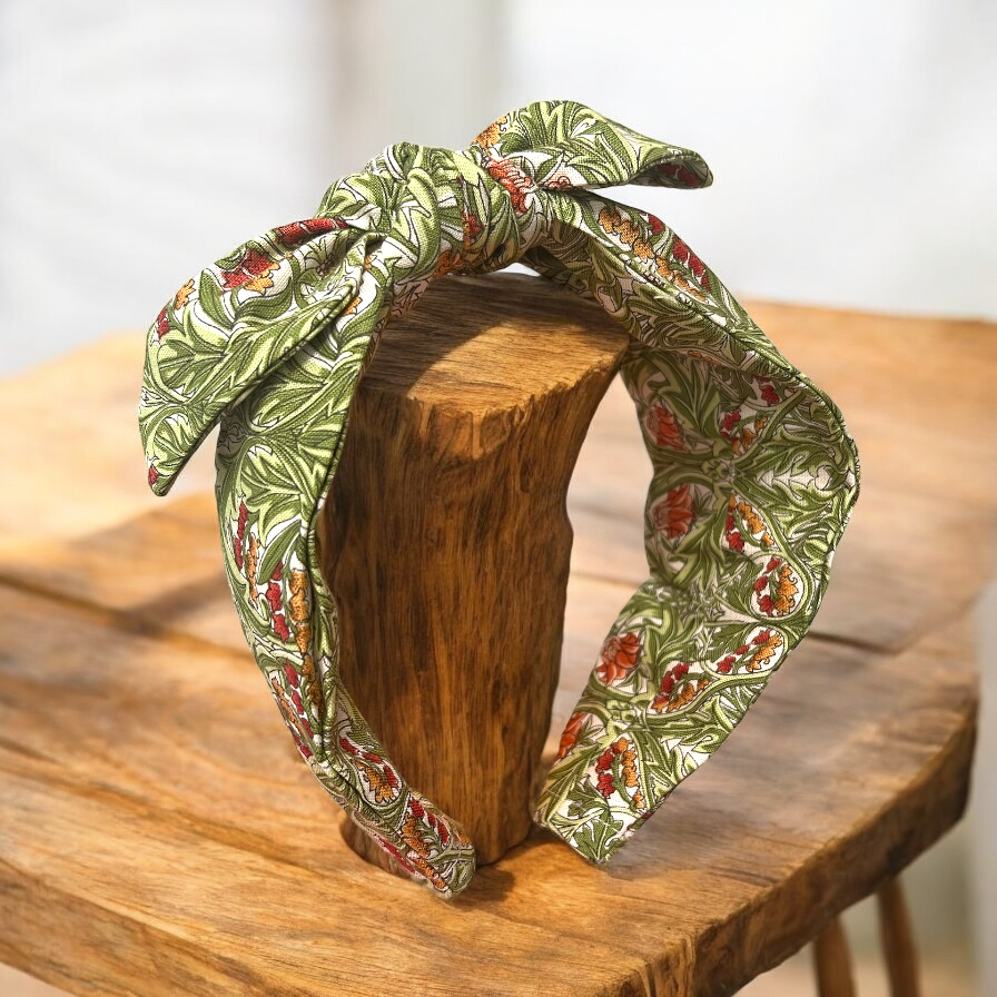 William Morris Fabric Headband with Side Bow
