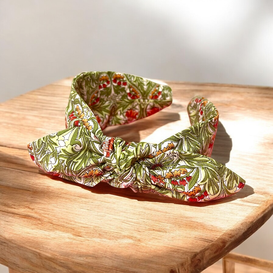 William Morris Fabric Headband with Side Bow
