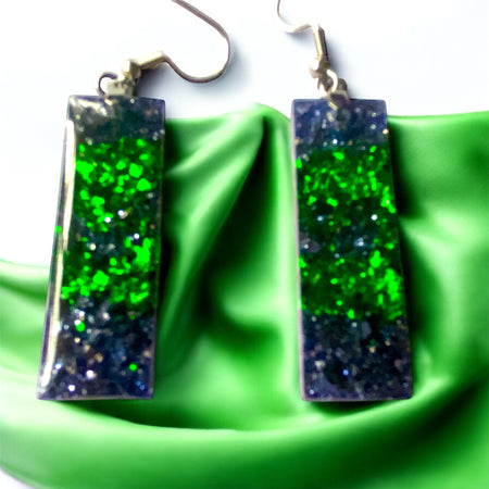 Green And Purple Dangle Earrings