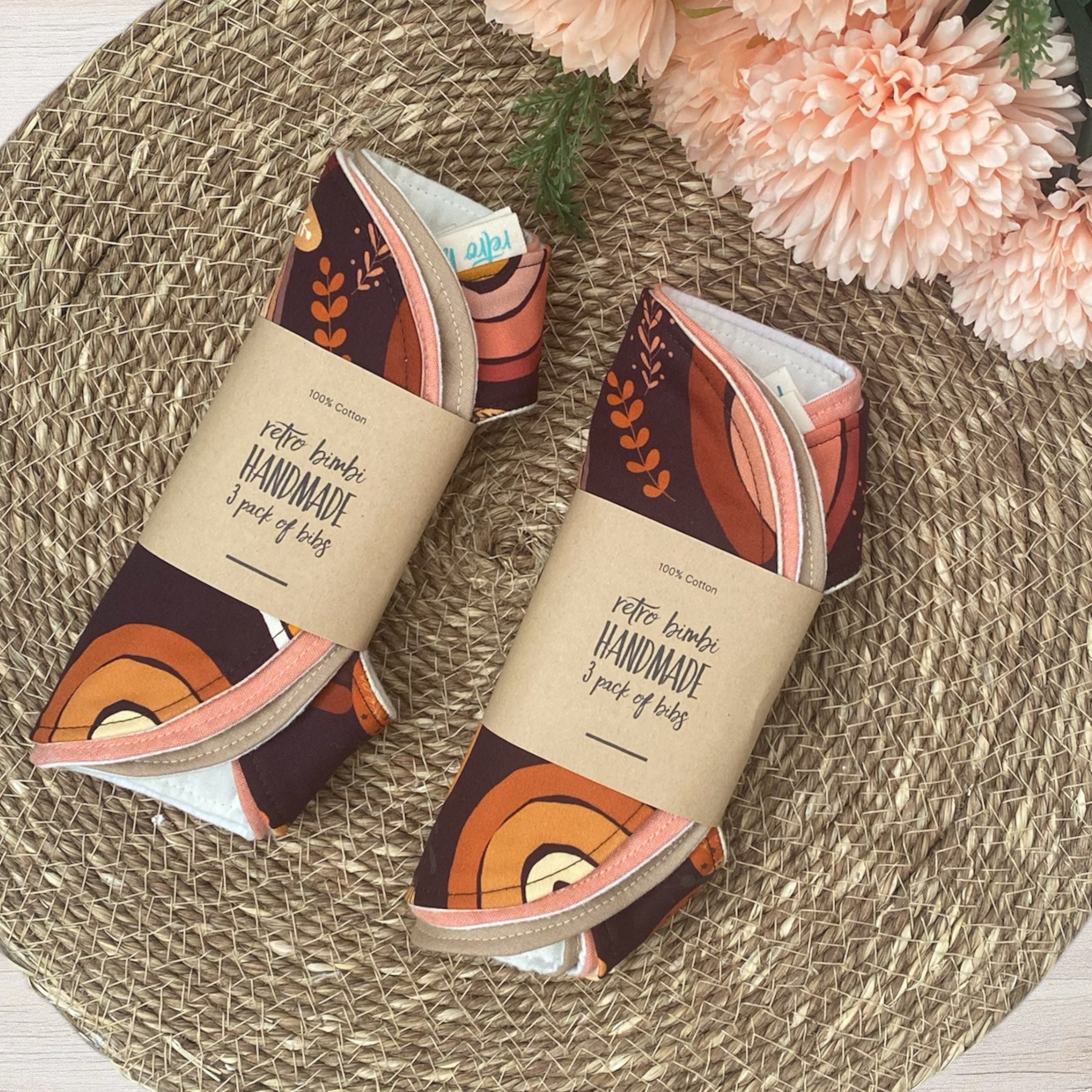 3 Dribble Bib Bundle - Chocolate Rainbow - Baby Bibs