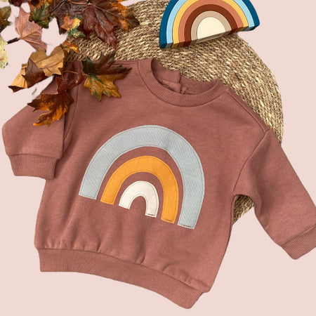 Sizes 00-2 - Appliqued Fleecy Jumper - Rainbow - Sage - Sweater