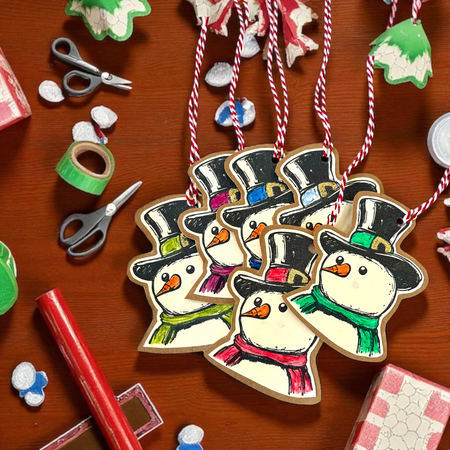 Hand painted Vintage Style Snowmen Gift Tags