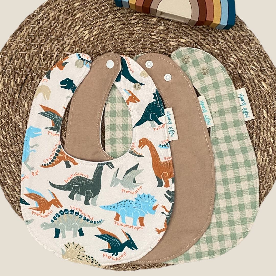 3 Dribble Bib Bundle - Dinosaurs - Baby Bibs
