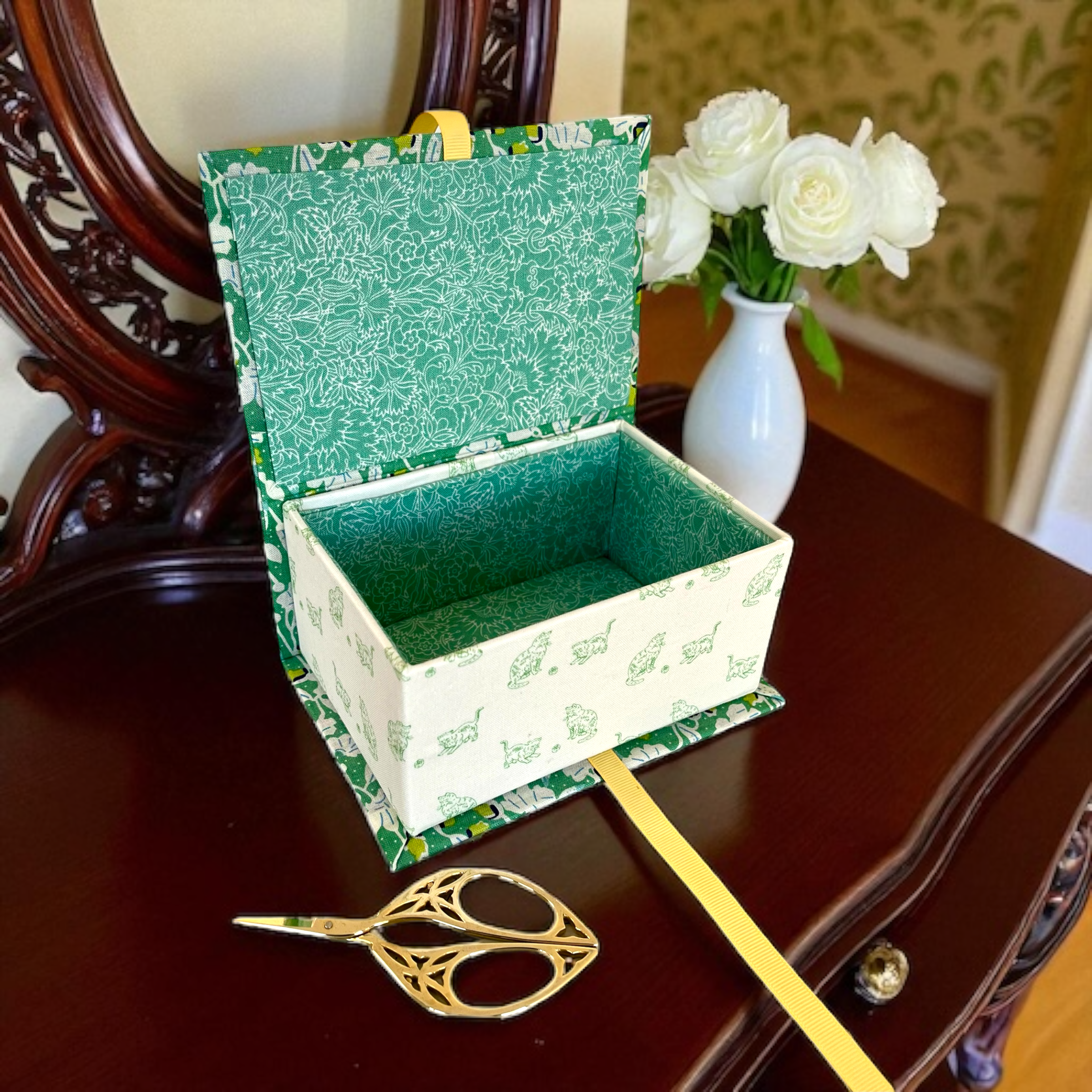 Floral Fabric Covered Storage or Sewing Box