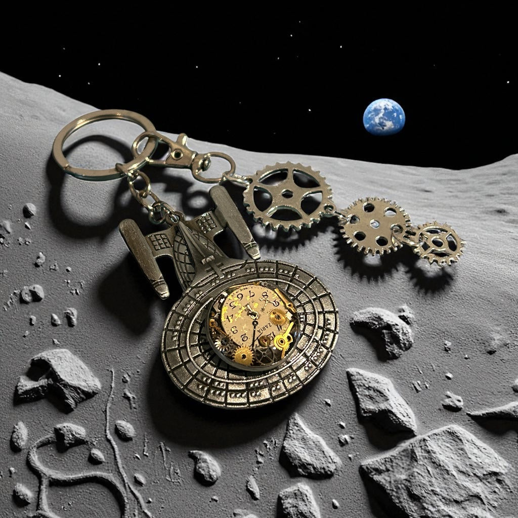 Handmade Steampunk Starship watch parts keyrings