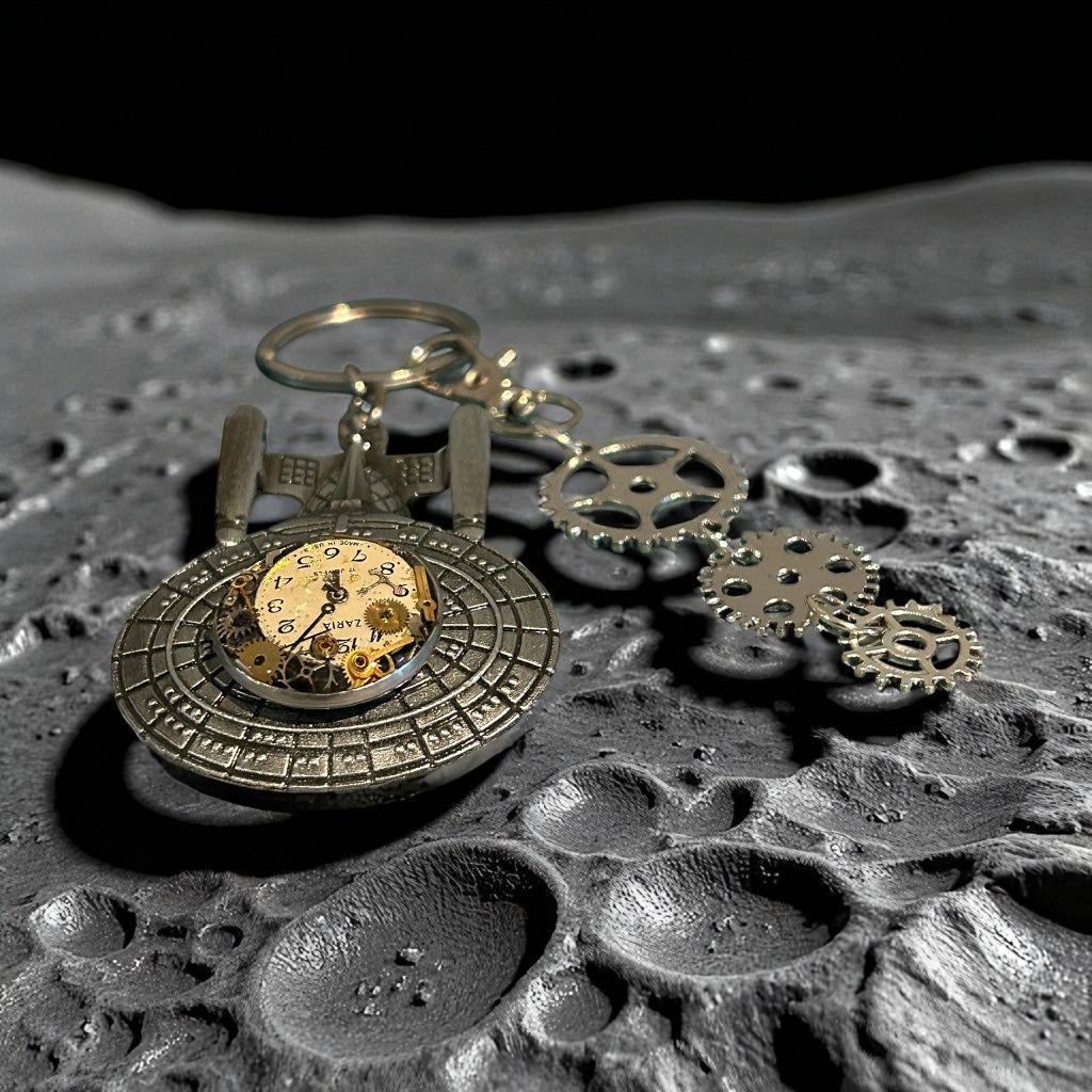Handmade Steampunk Starship watch parts keyrings