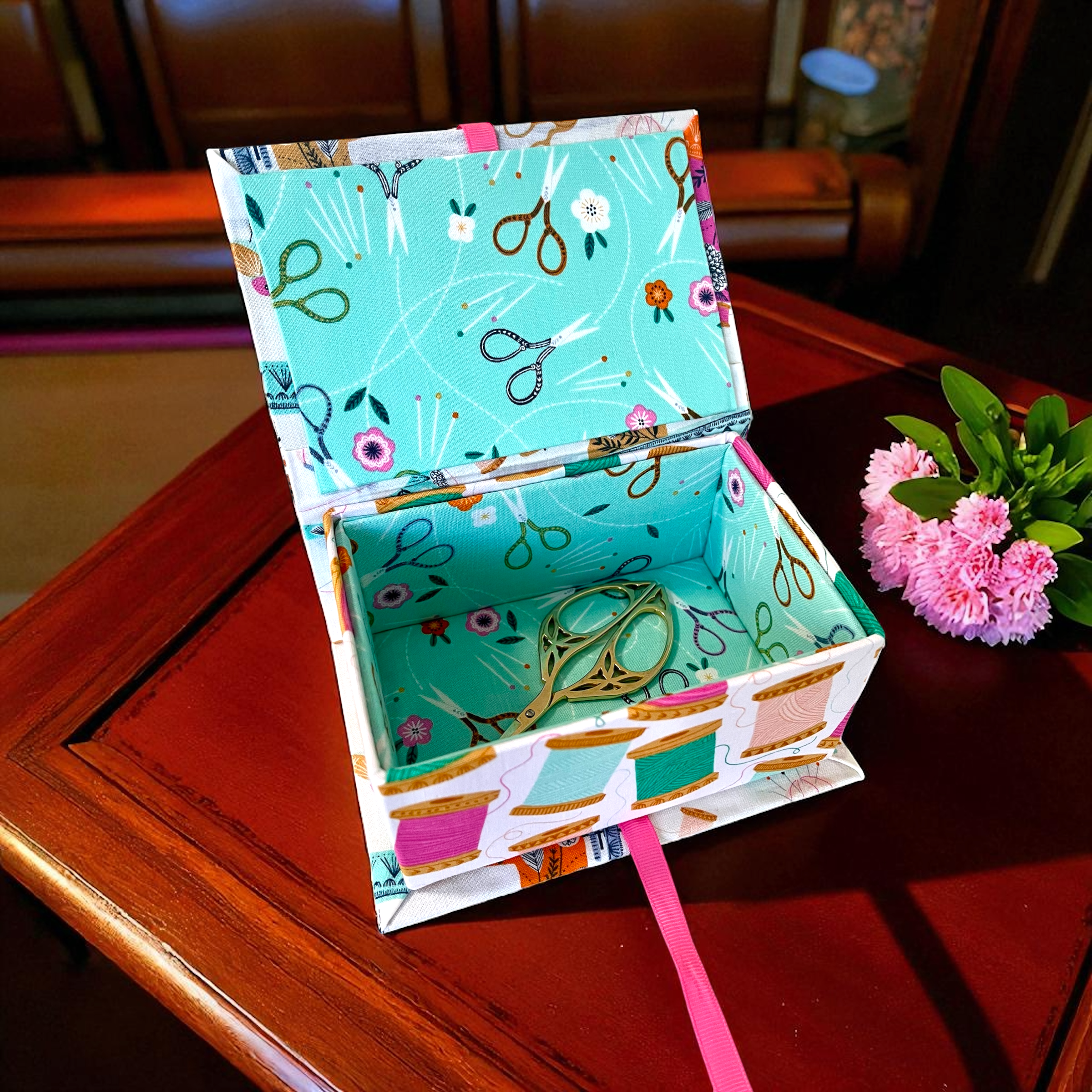 Handmade Fabric Covered Sewing Box