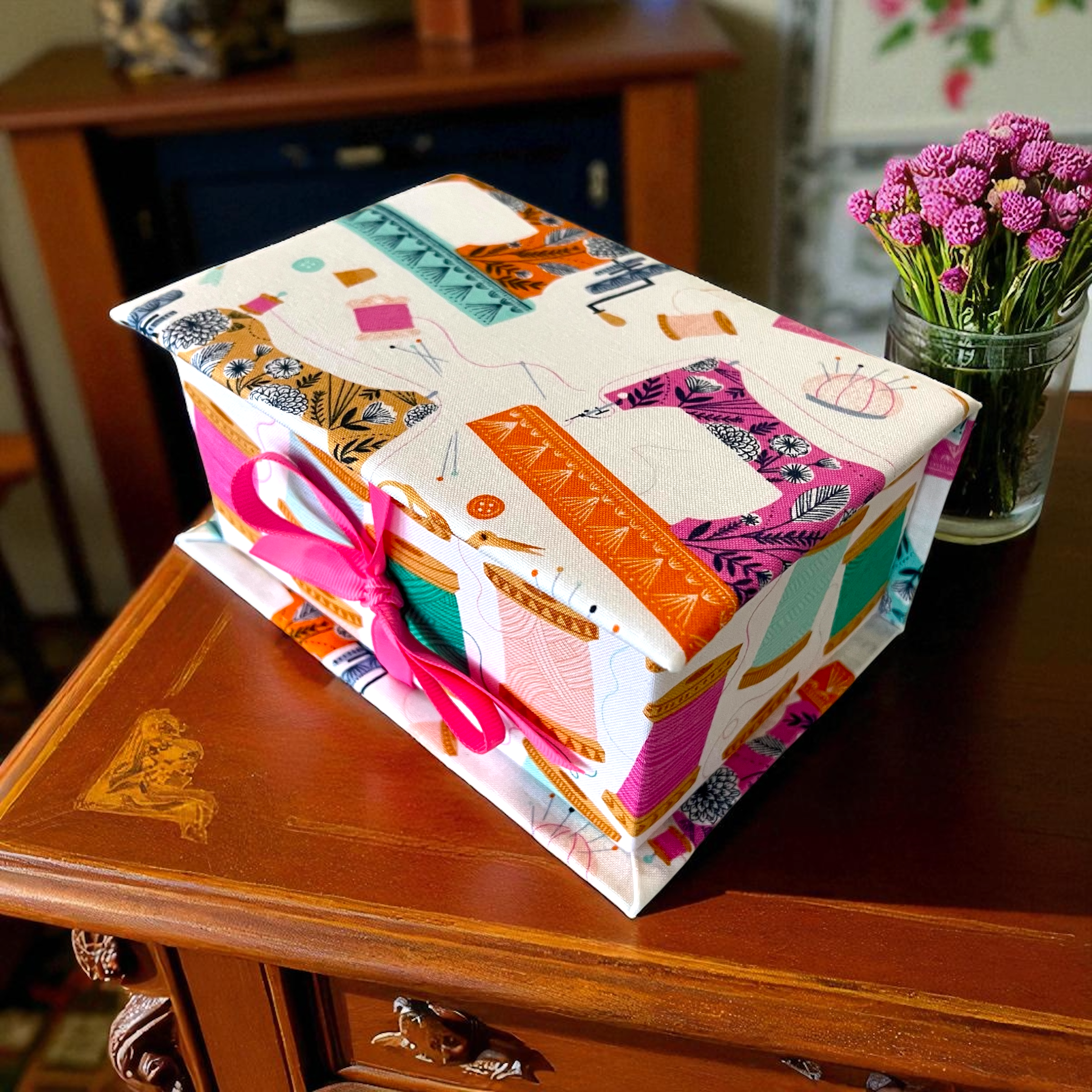 Handmade Fabric Covered Sewing Box