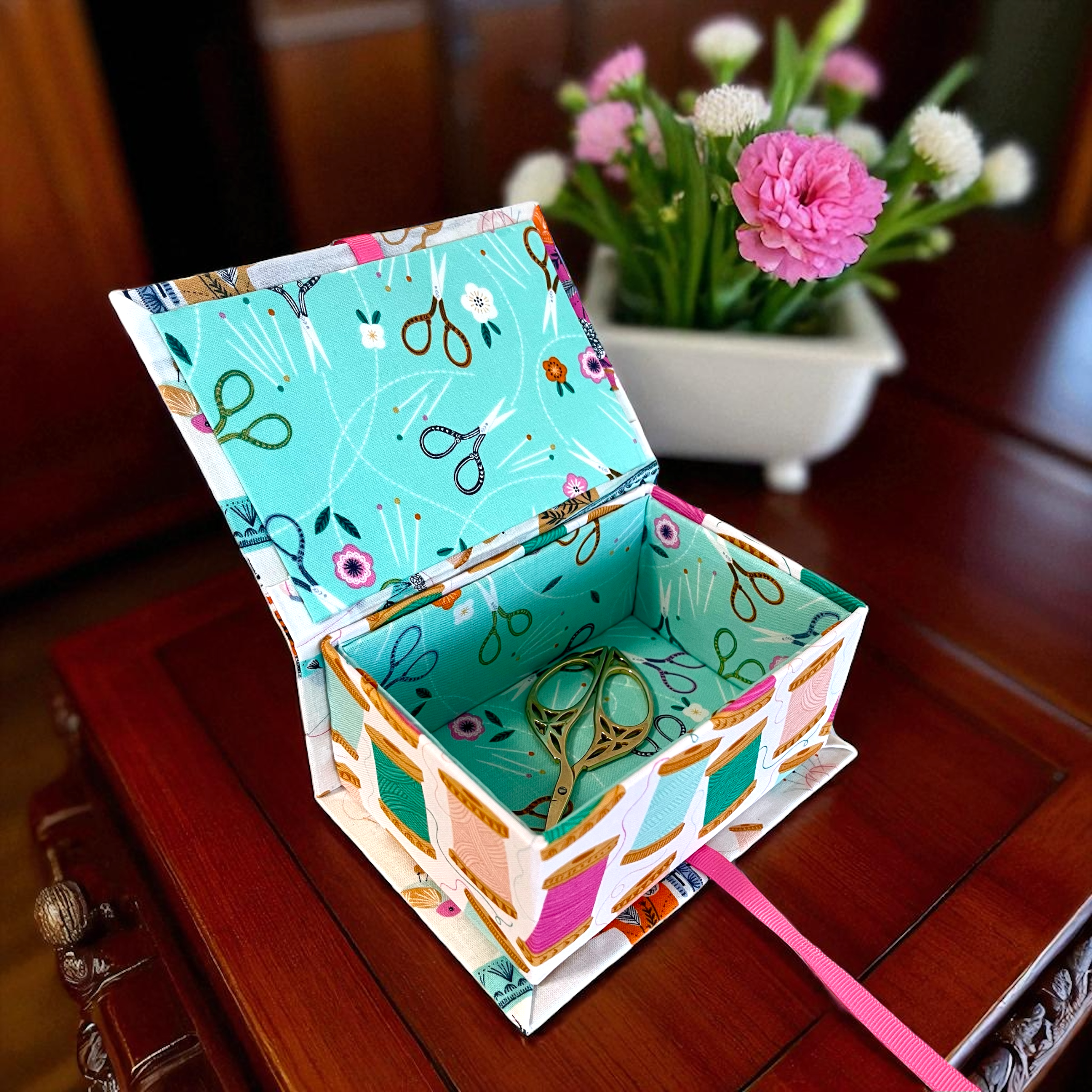 Handmade Fabric Covered Sewing Box