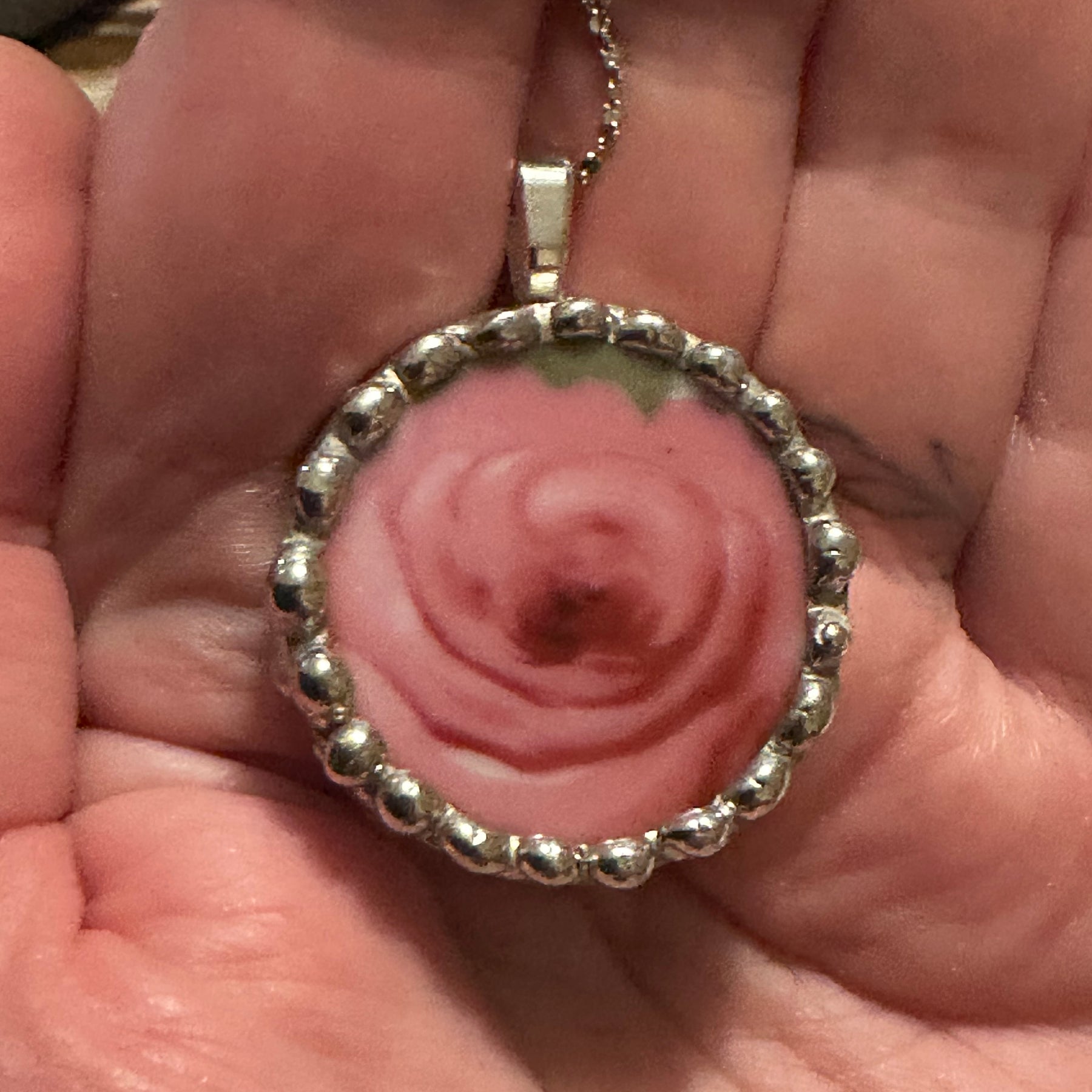 Rose reclaimed ceramic plate pendant
