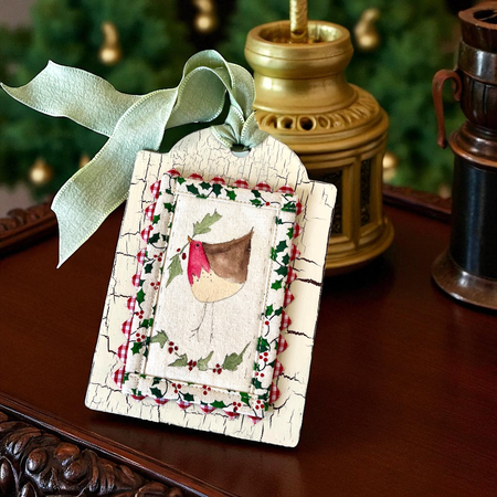 Handmade Large Wooden Robin Gift Tag Decoration