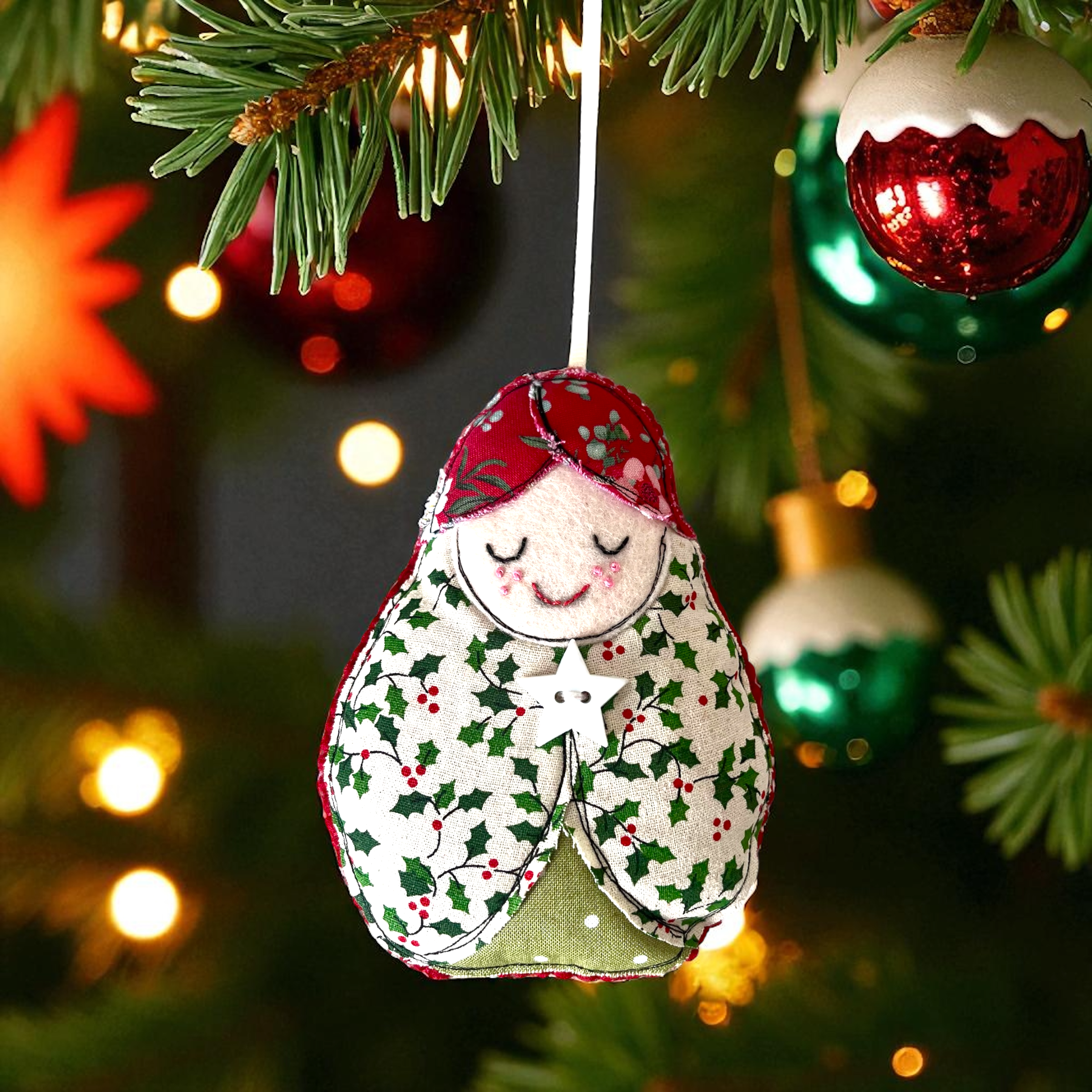 Handmade Christmas Matryoshka Doll Hanging Decorations
