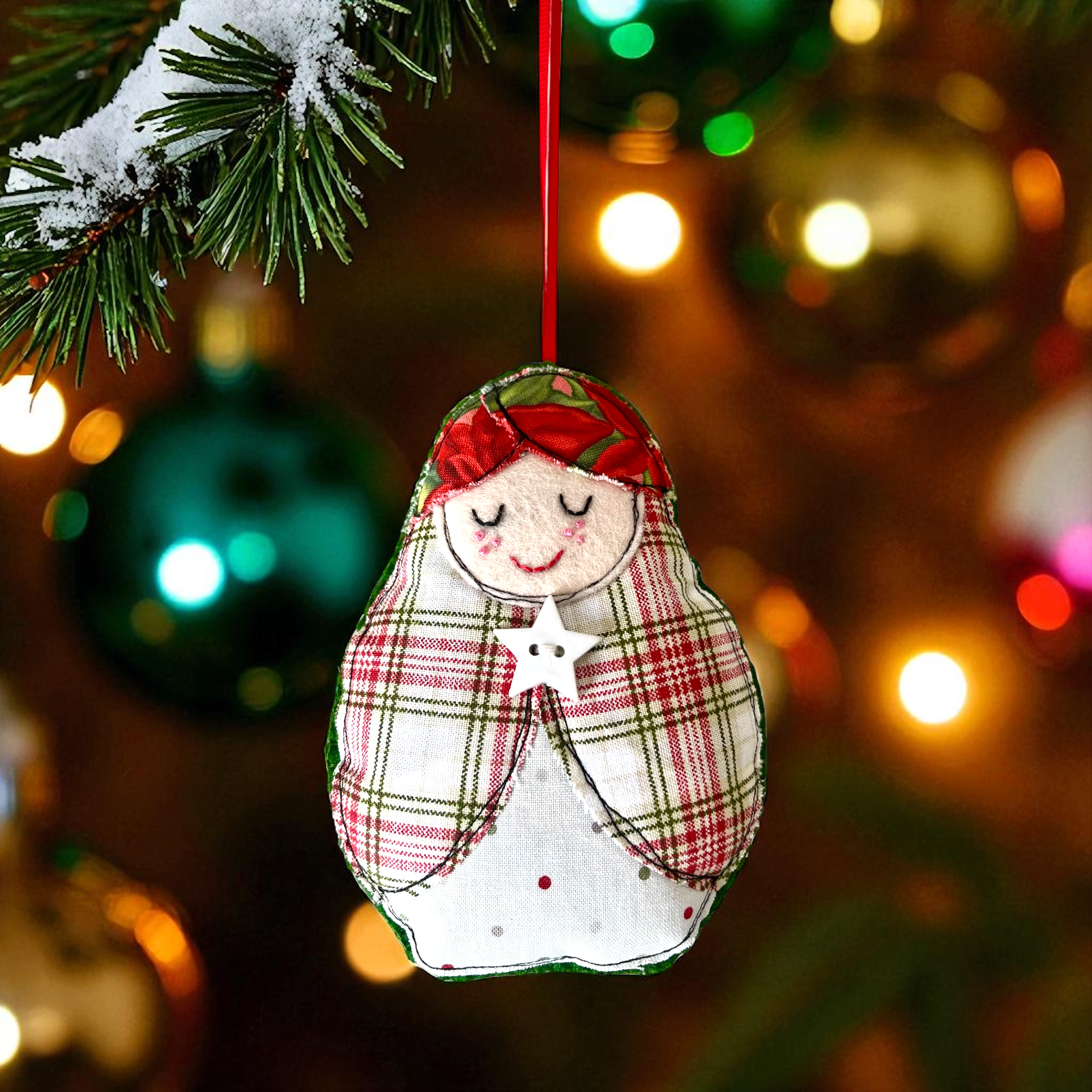 Handmade Christmas Matryoshka Doll Hanging Decorations