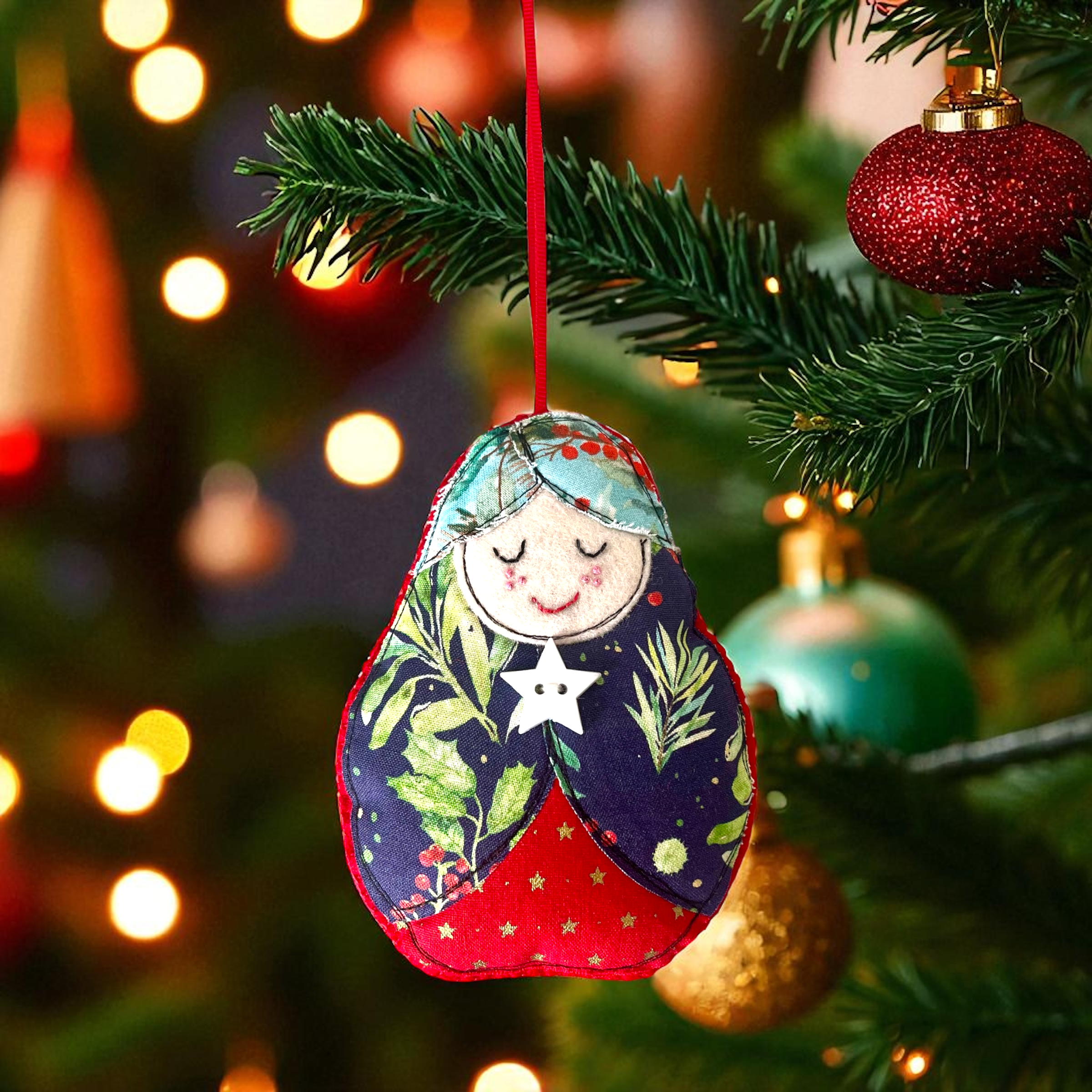 Handmade Christmas Matryoshka Doll Hanging Decorations