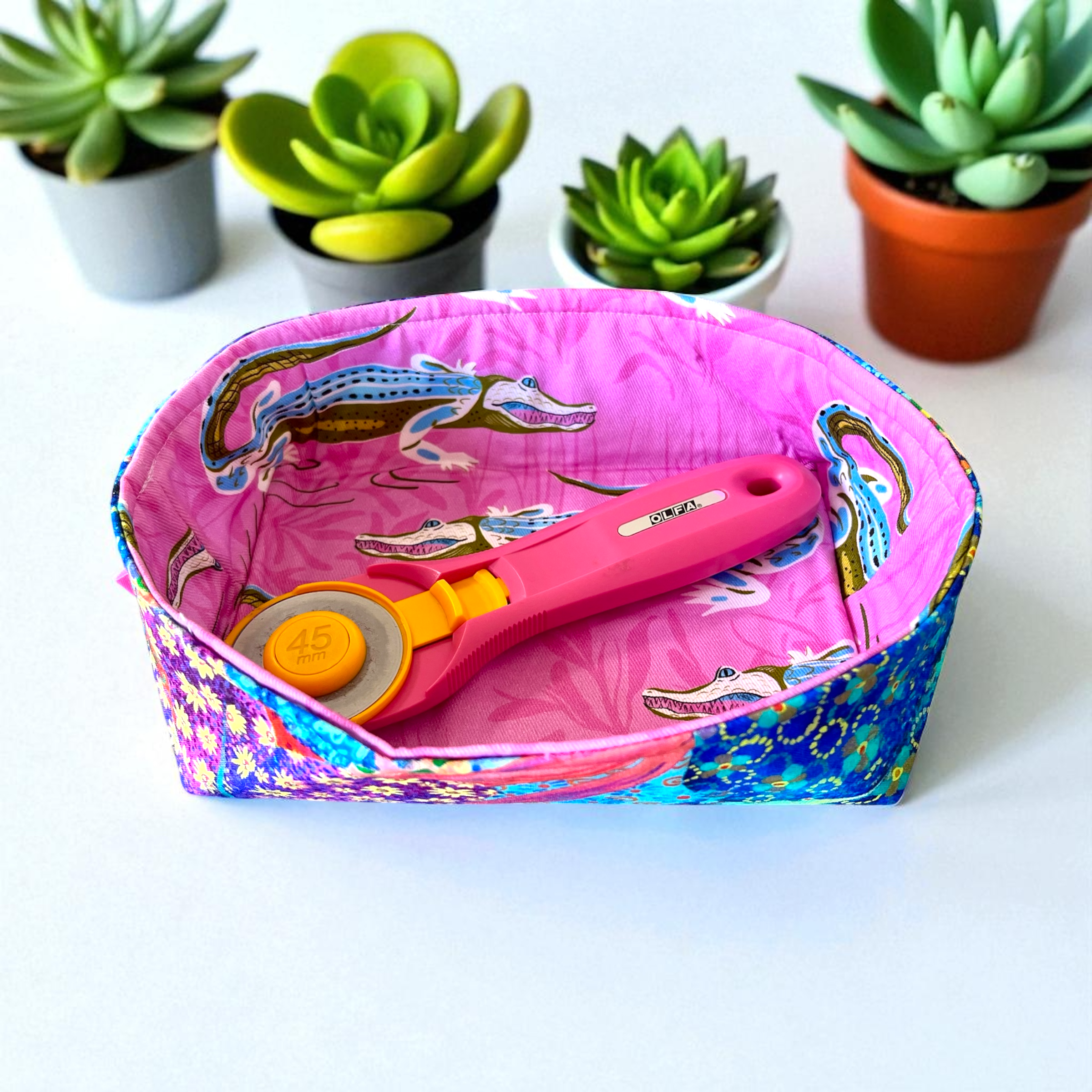 Handmade Crocodile Fabric Storage Basket