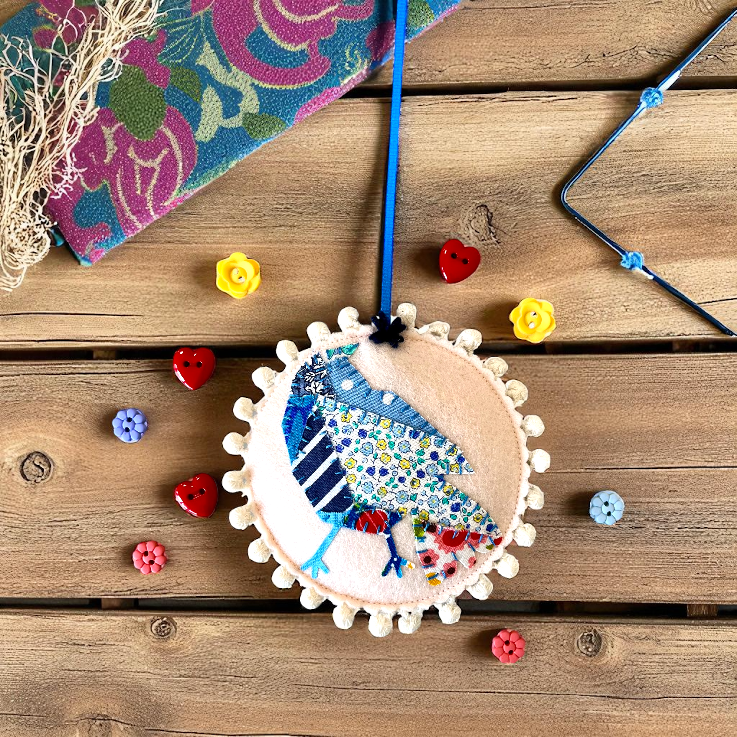 Handmade Patchwork Bird Hanging Decoration