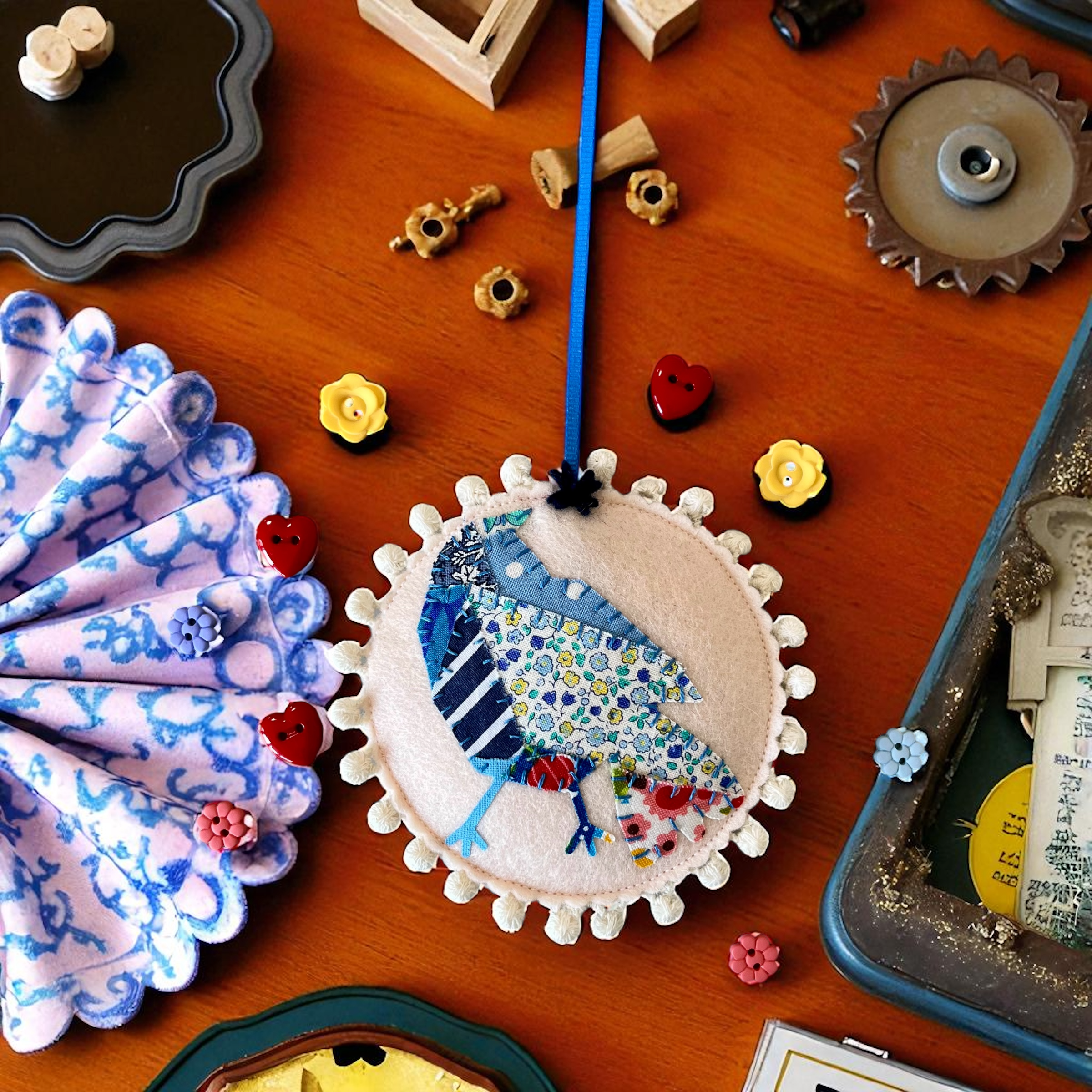 Handmade Patchwork Bird Hanging Decoration