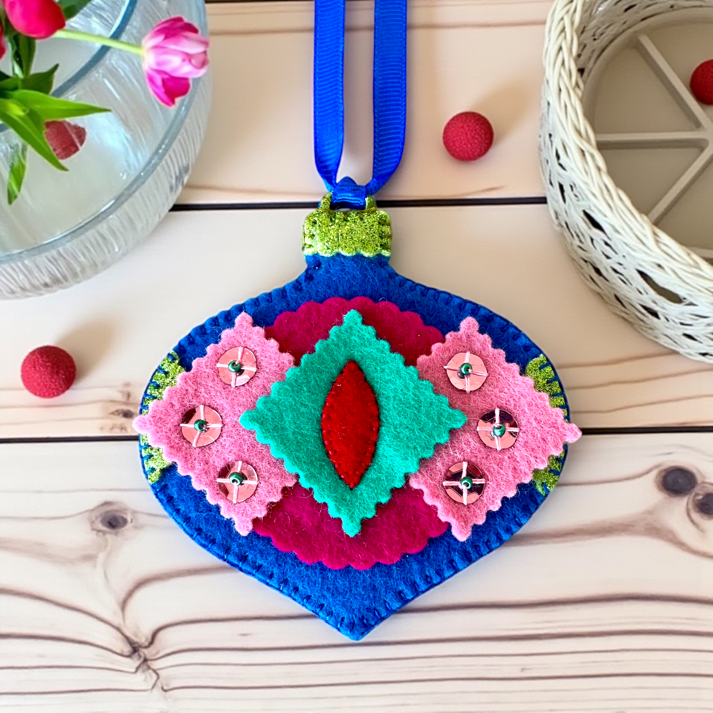 Handmade Retro Style Felt Christmas Bauble Ornament