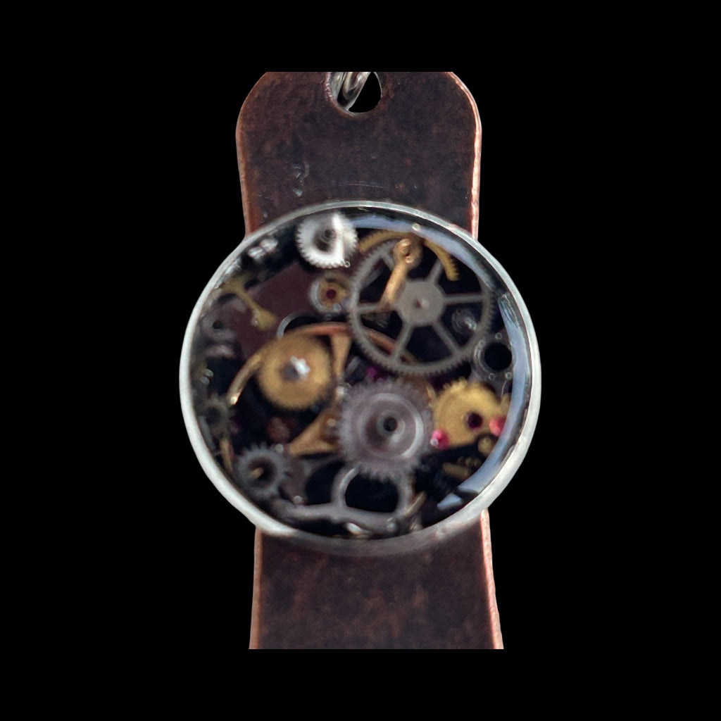 Steampunk watch parts skateboard keyring
