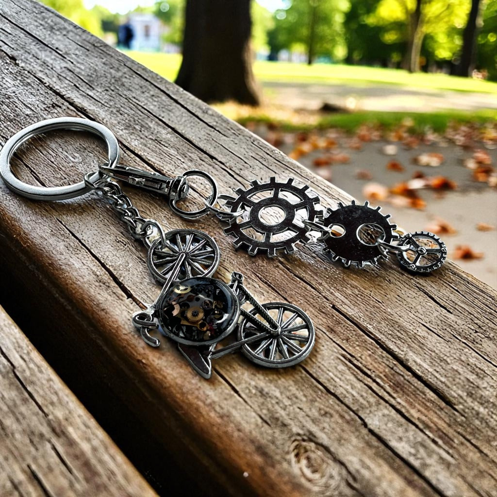 Steampunk watch parts bicycle keyring