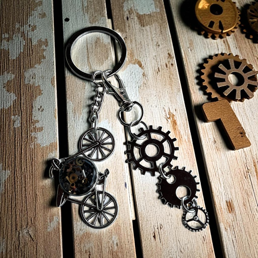 Steampunk watch parts bicycle keyring