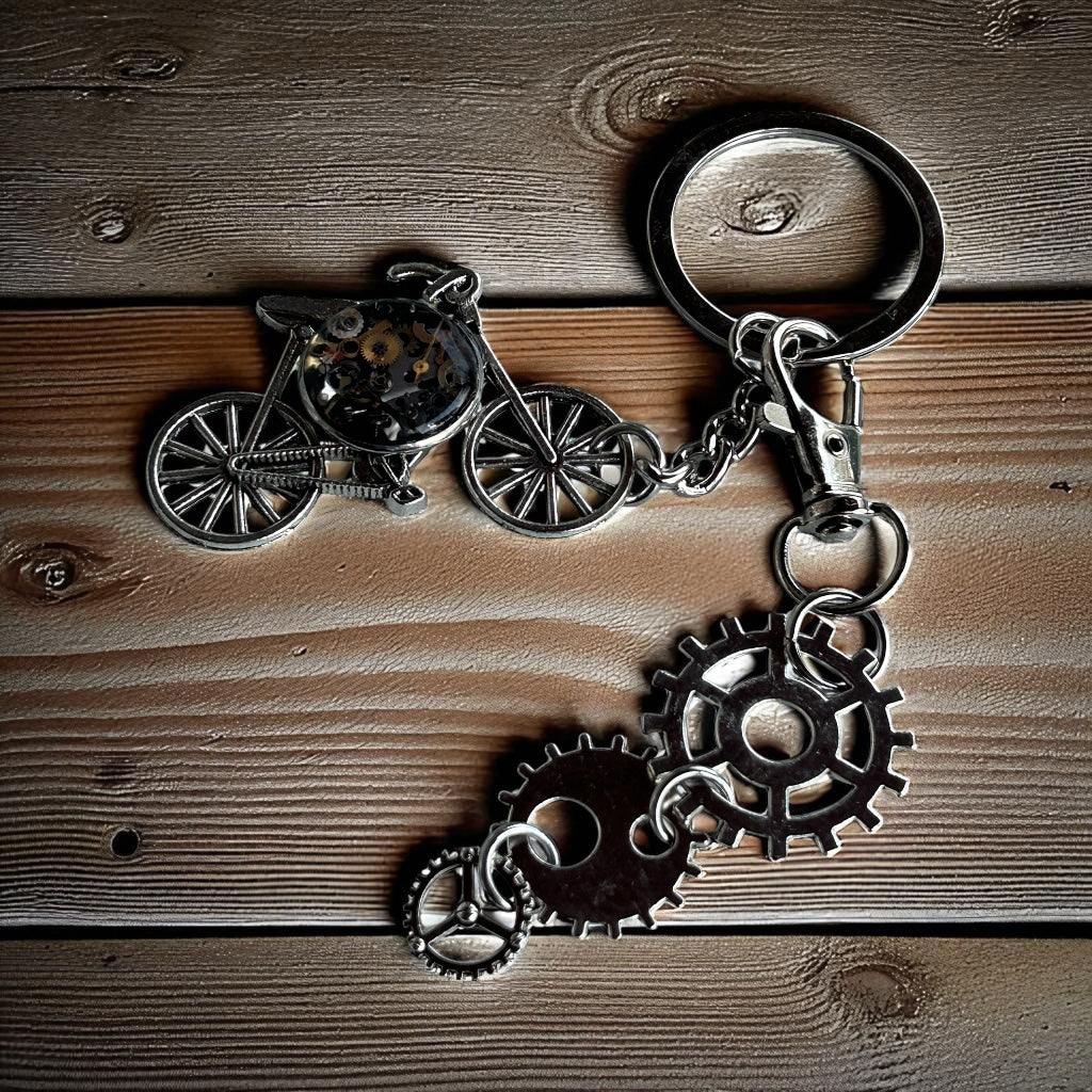 Steampunk watch parts bicycle keyring