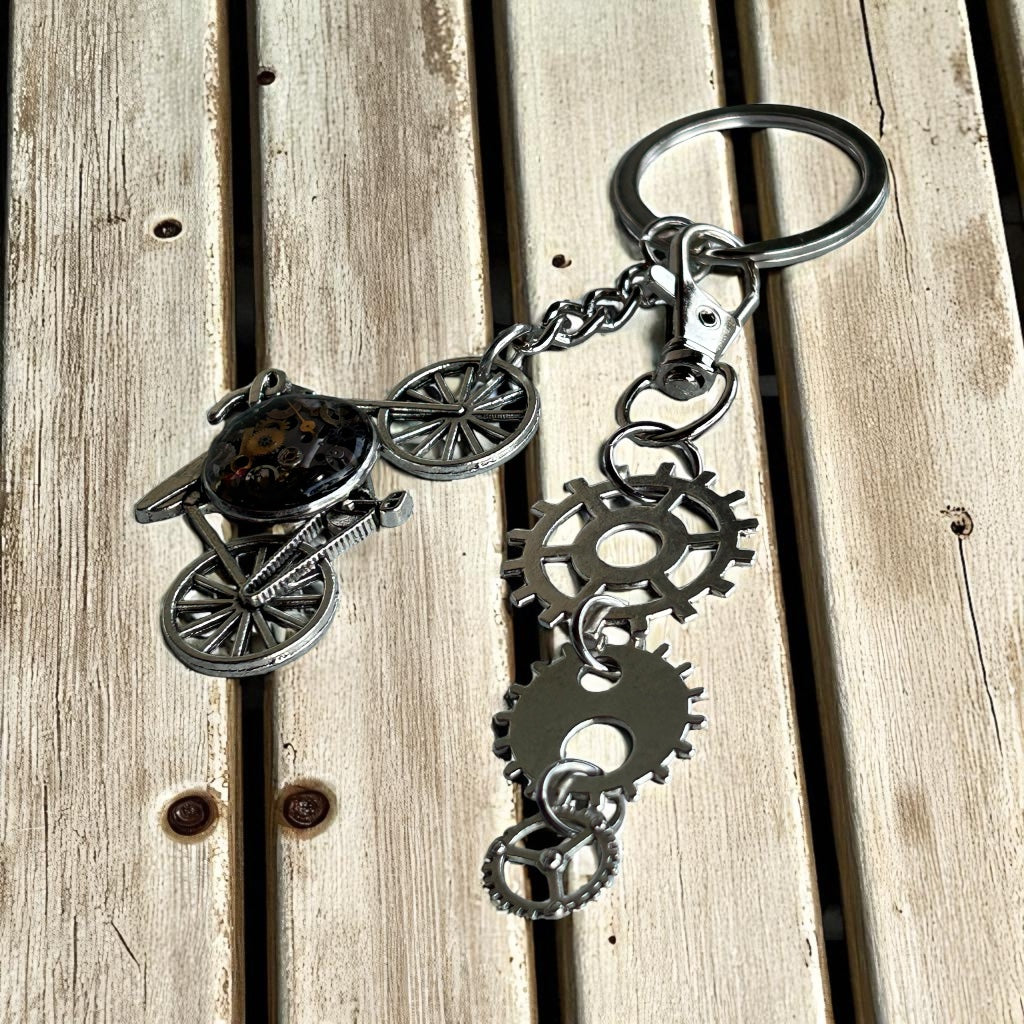 Steampunk watch parts bicycle keyring