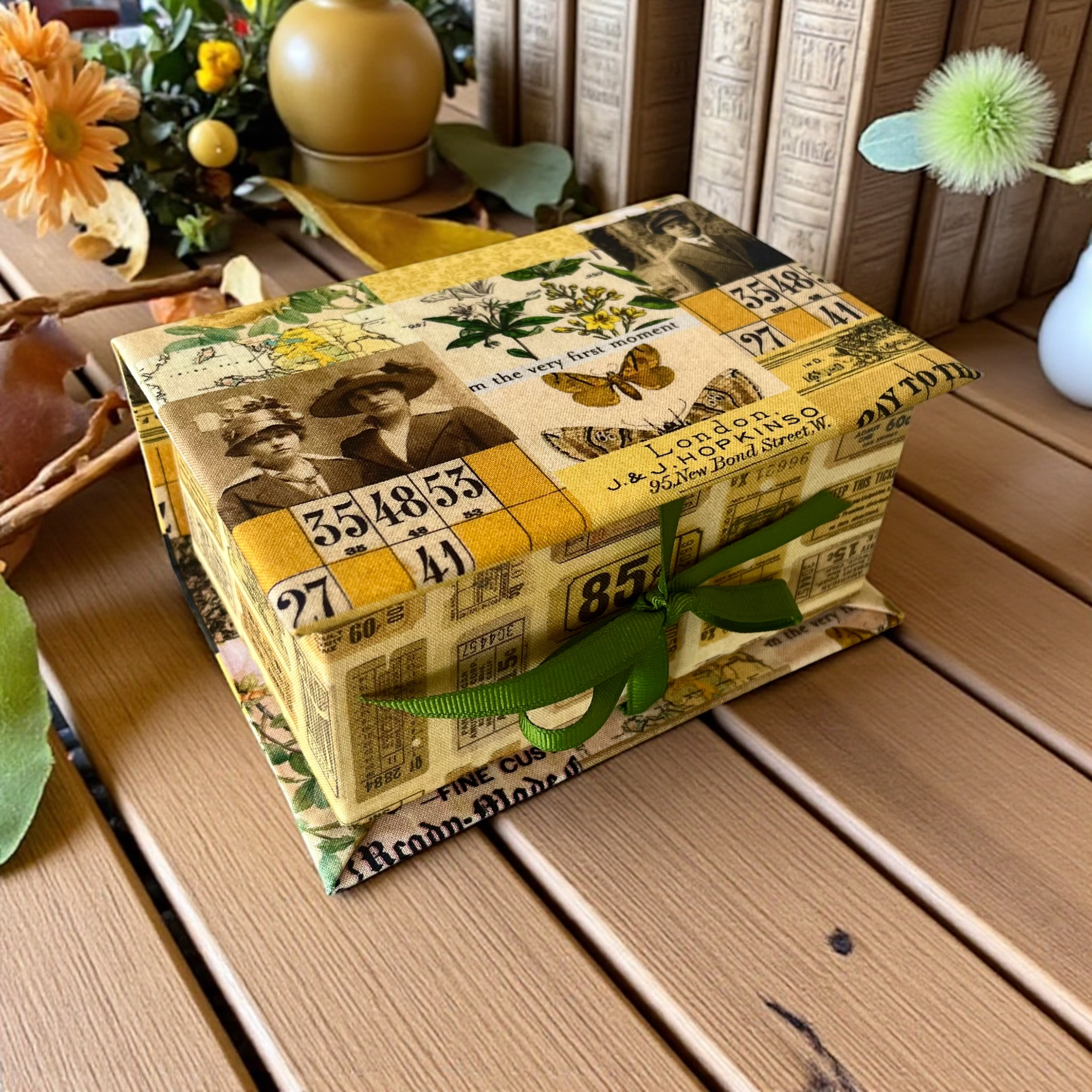 Handmade Vintage Style Fabric Covered Storage or Sewing Box