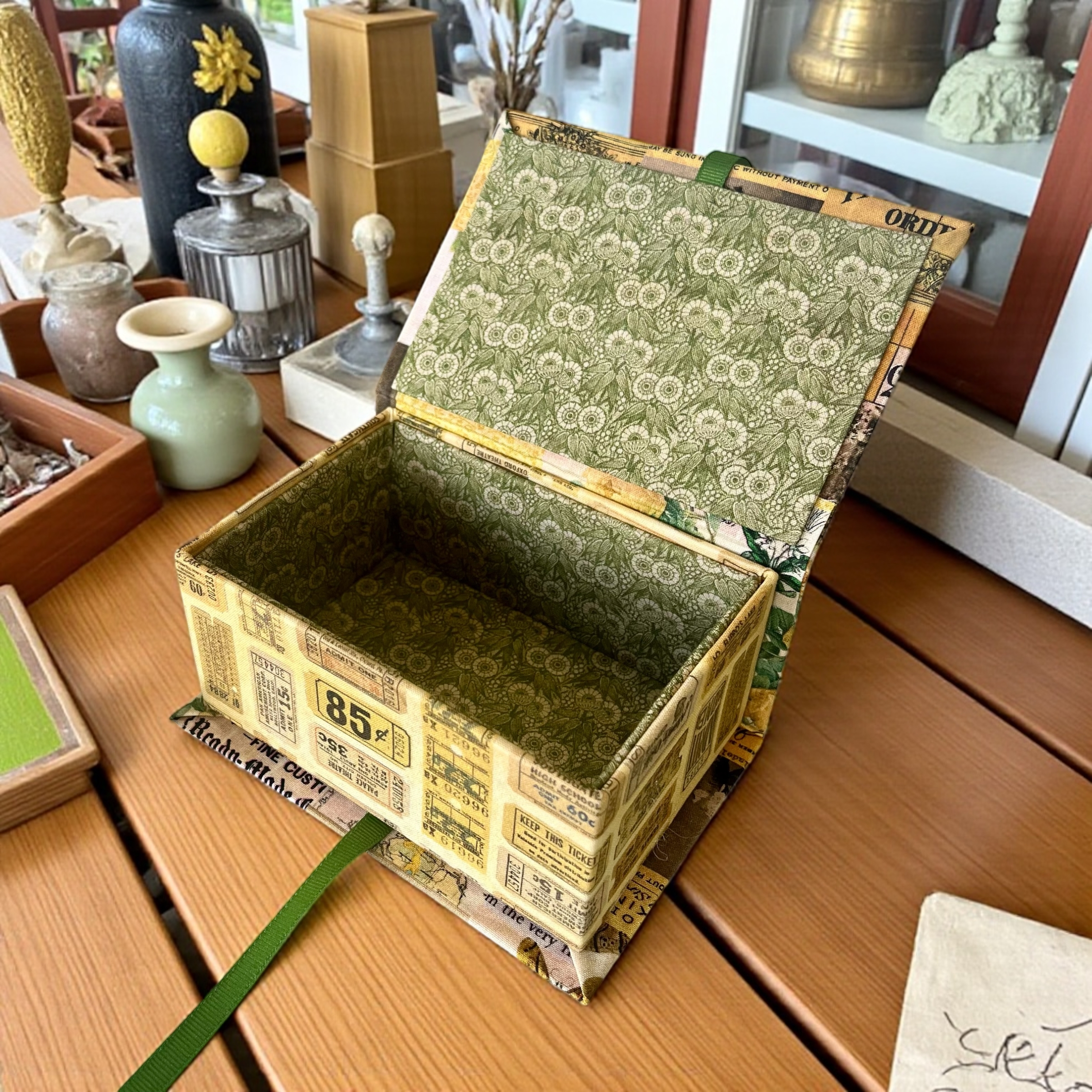 Handmade Vintage Style Fabric Covered Storage or Sewing Box