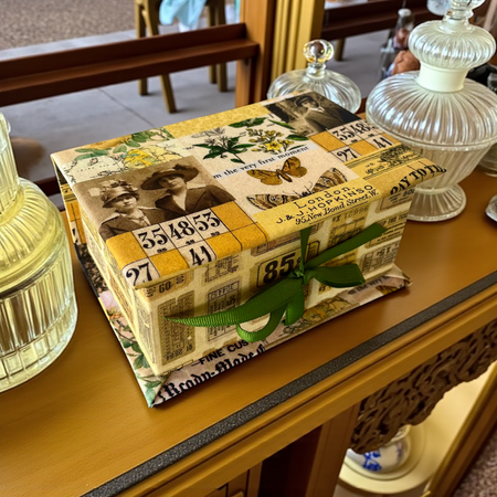 Handmade Vintage Style Fabric Covered Storage or Sewing Box