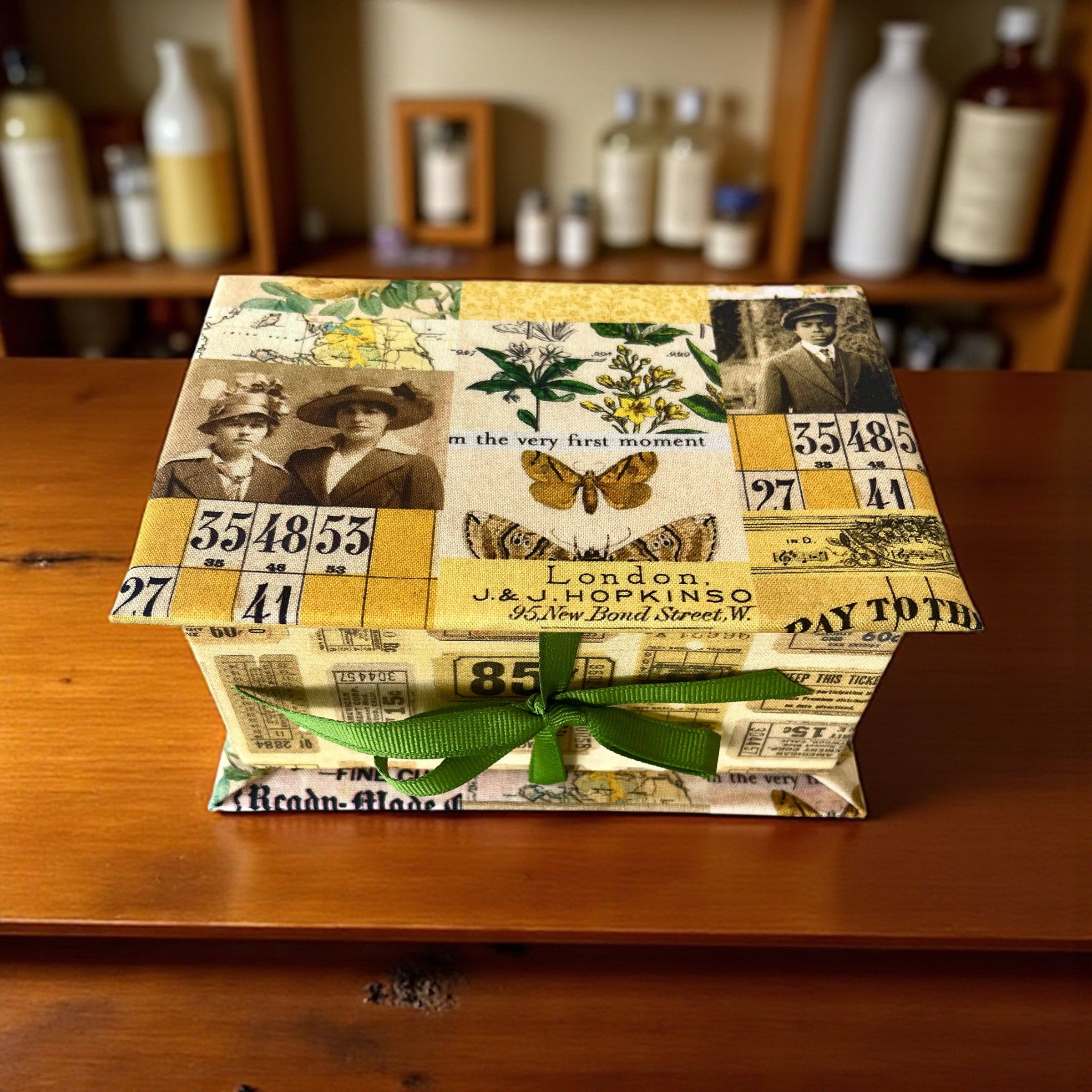 Handmade Vintage Style Fabric Covered Storage or Sewing Box