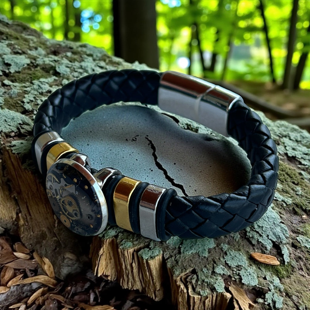 Steampunk watch parts bracelet cuff