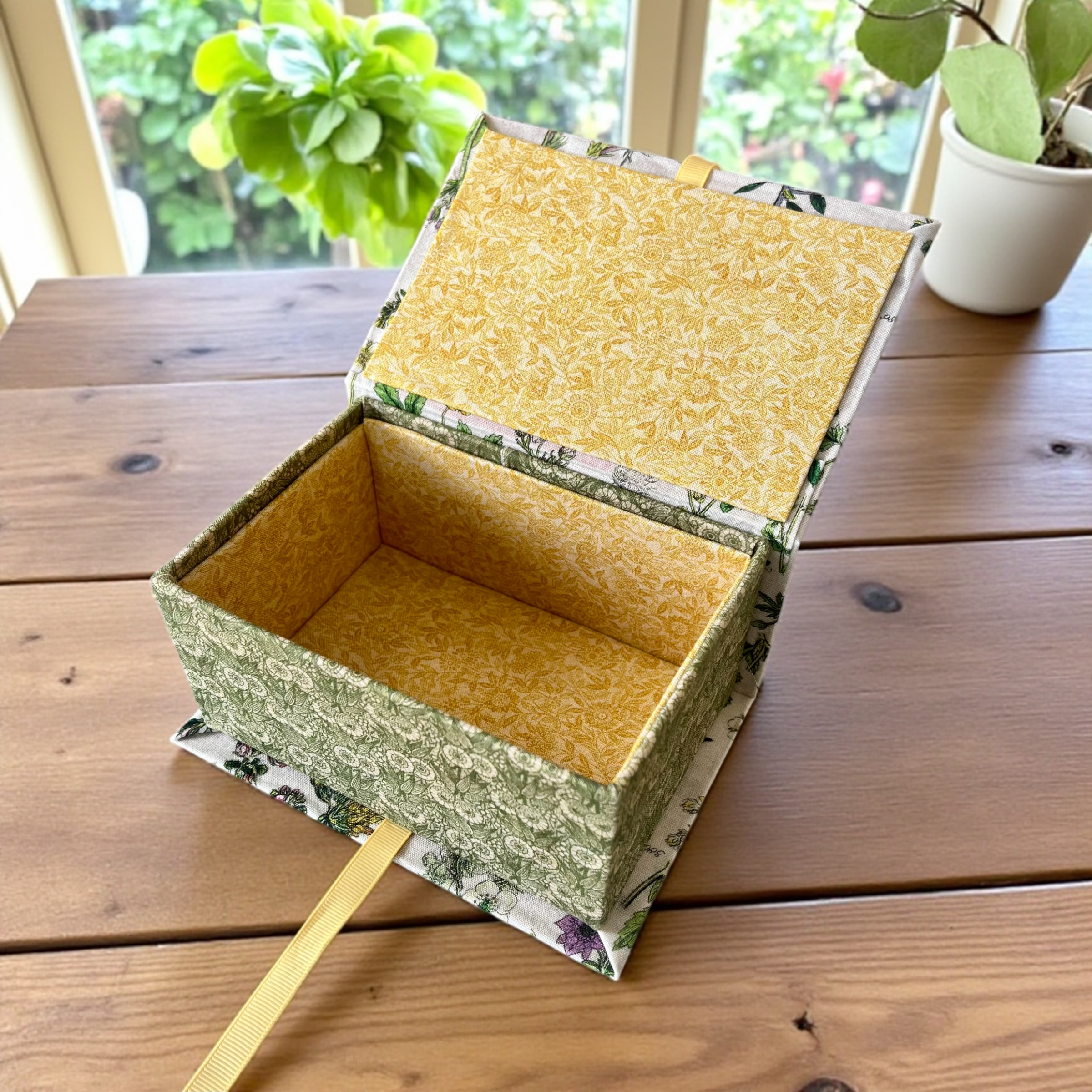 Handmade Botanical Fabric Storage or Sewing Box