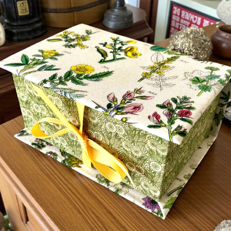 Handmade Botanical Fabric Storage or Sewing Box