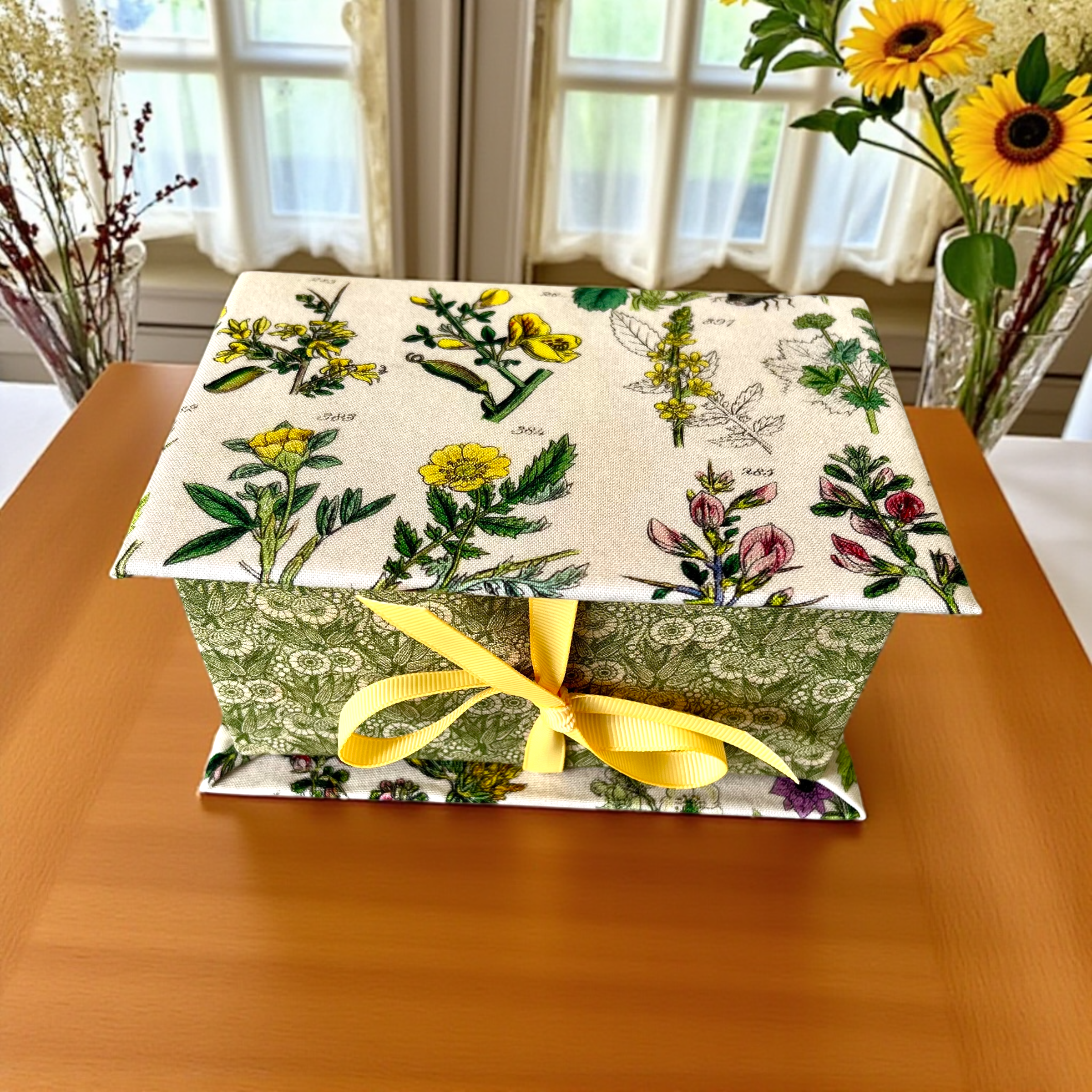 Handmade Botanical Fabric Storage or Sewing Box