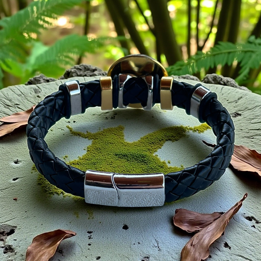 Steampunk watch parts cuff/bracelet black leather